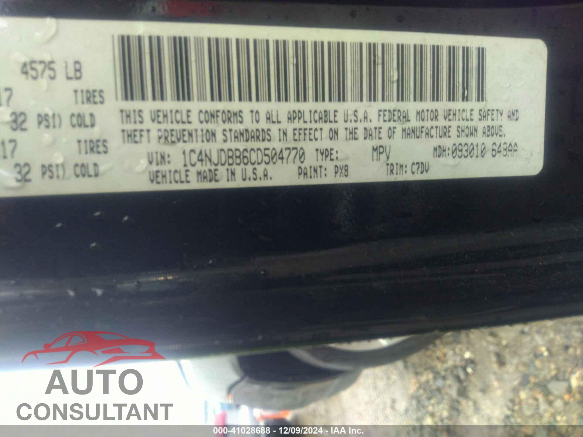 JEEP COMPASS 2012 - 1C4NJDBB6CD504770