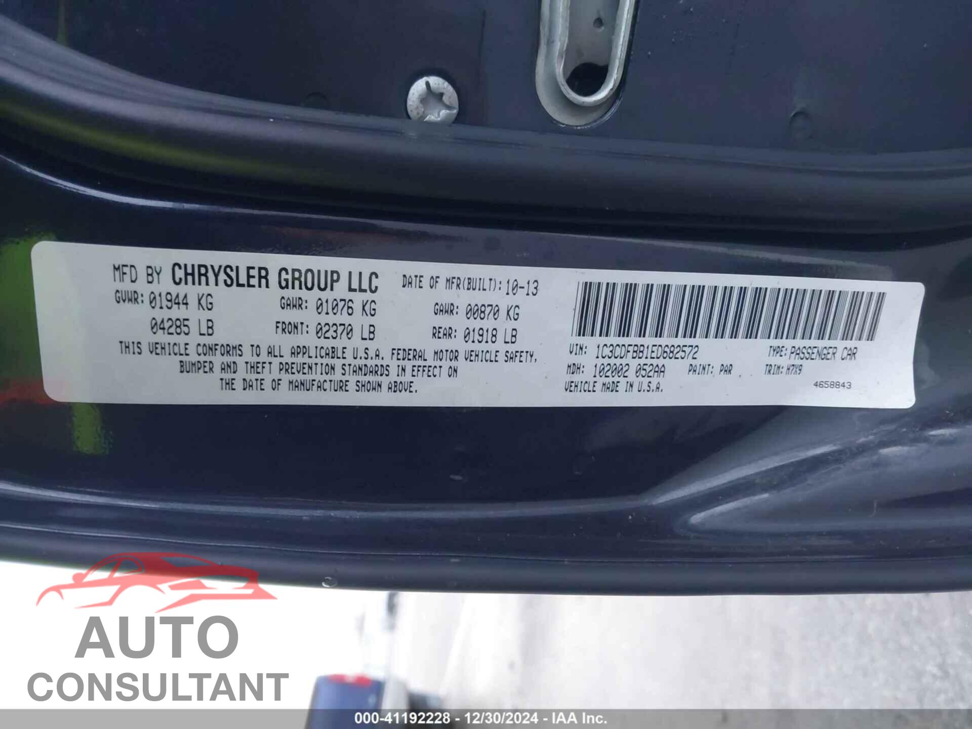 DODGE DART 2014 - 1C3CDFBB1ED682572