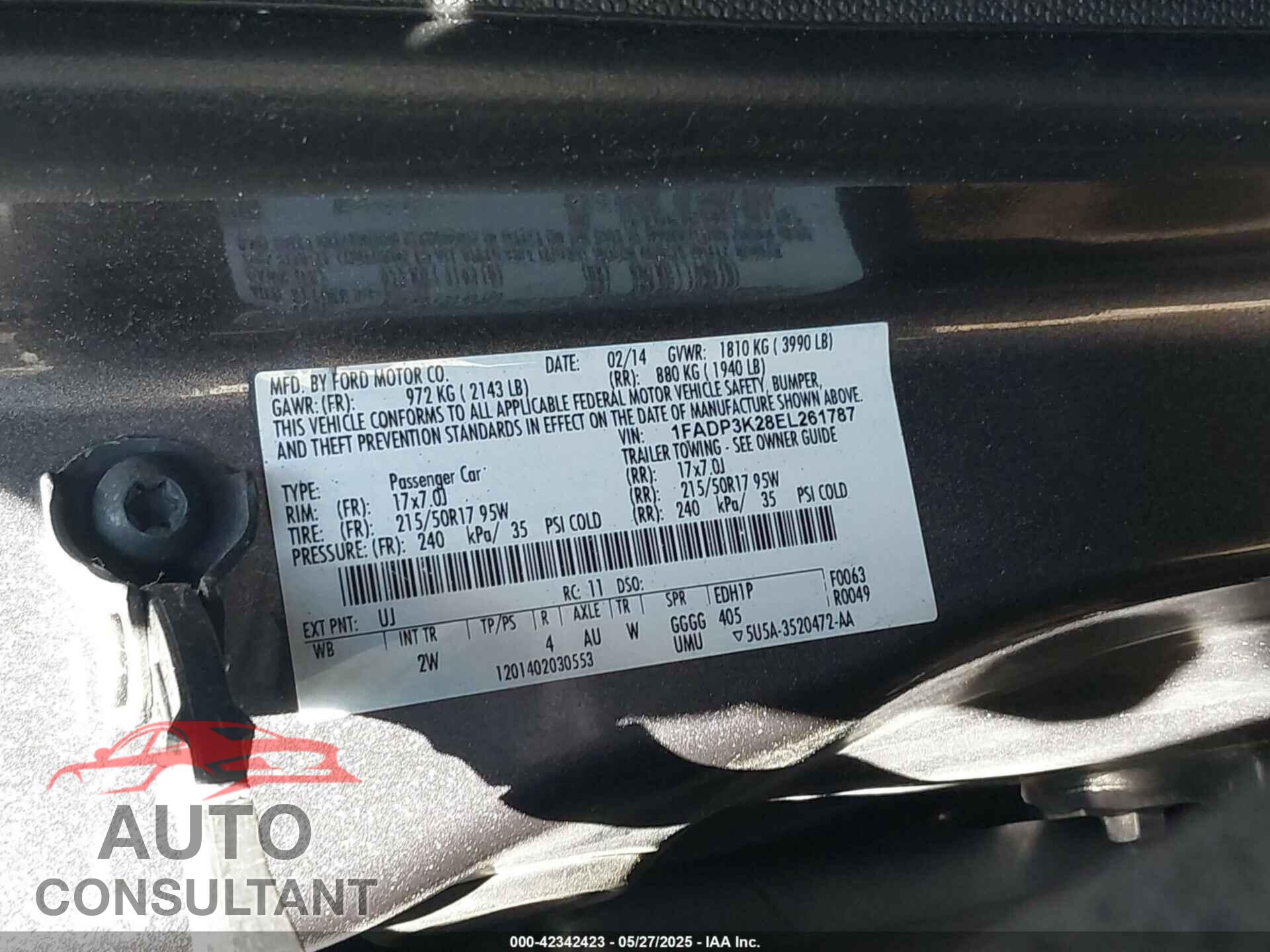 FORD FOCUS 2014 - 1FADP3K28EL261787
