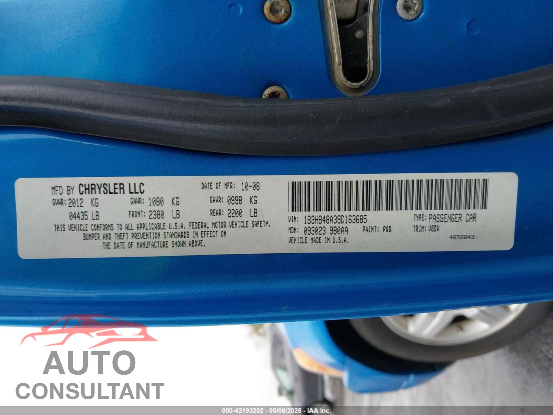 DODGE CALIBER 2009 - 1B3HB48A39D163685