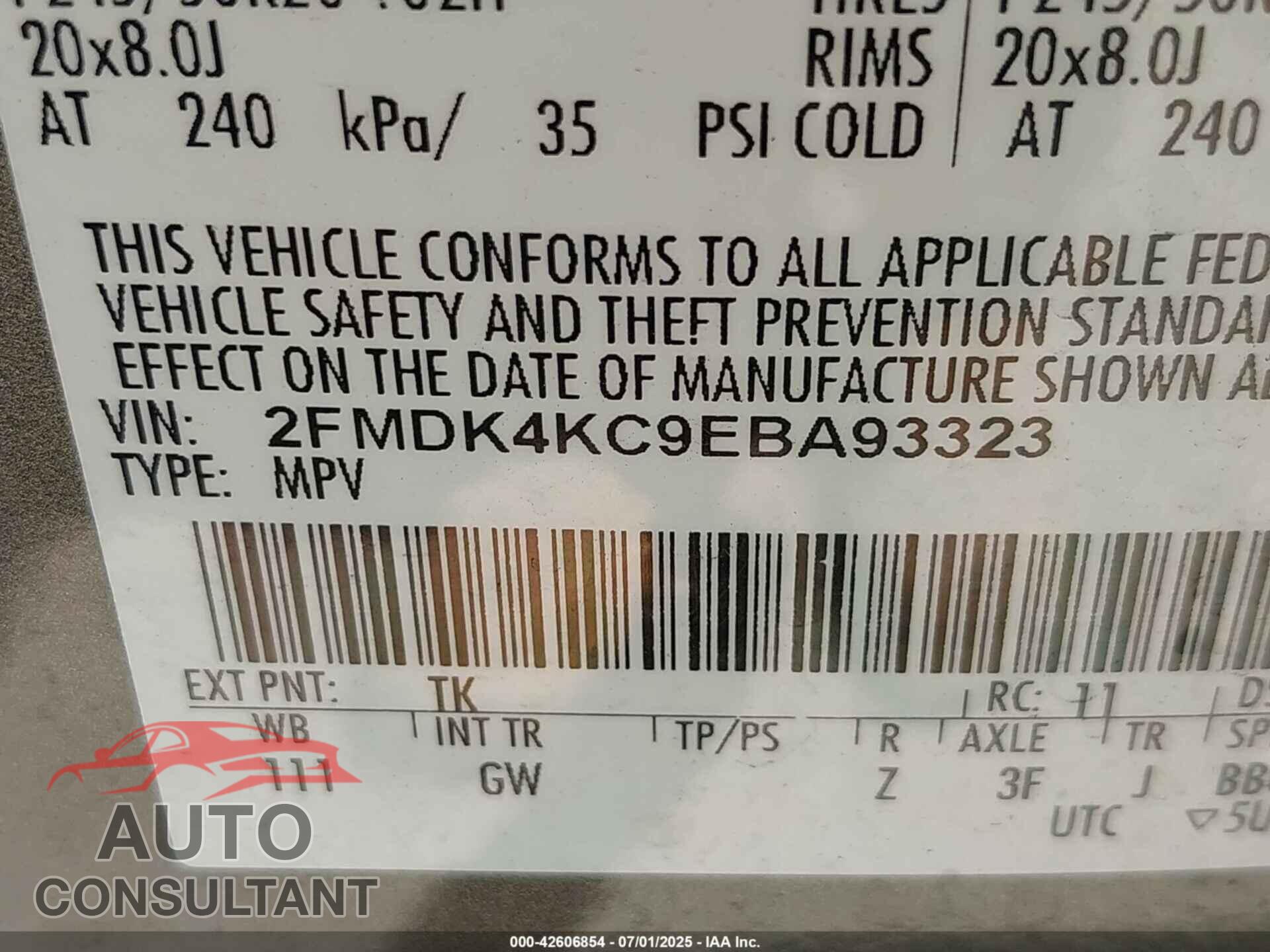 FORD EDGE 2014 - 2FMDK4KC9EBA93323