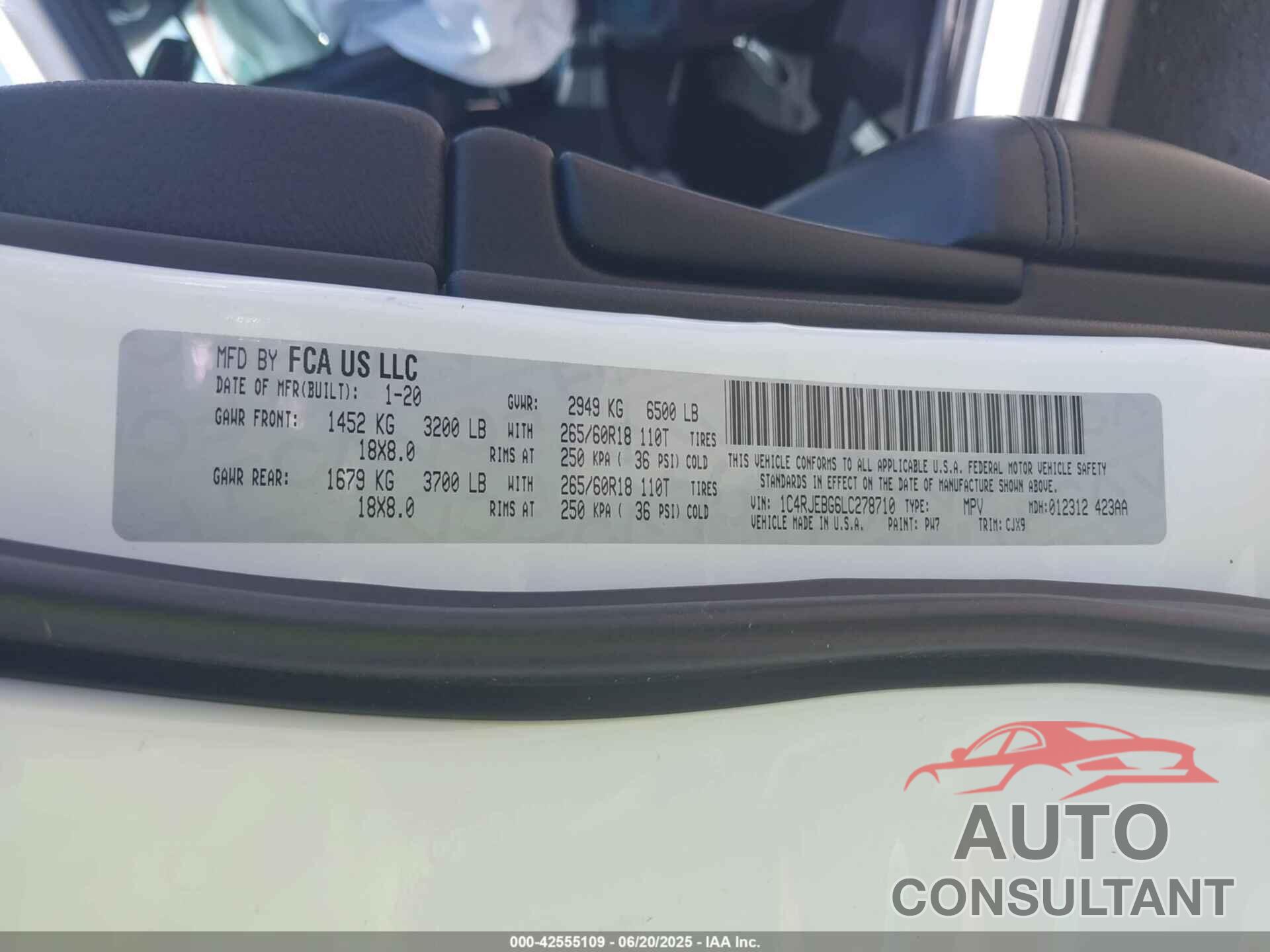 JEEP GRAND CHEROKEE 2020 - 1C4RJEBG6LC278710