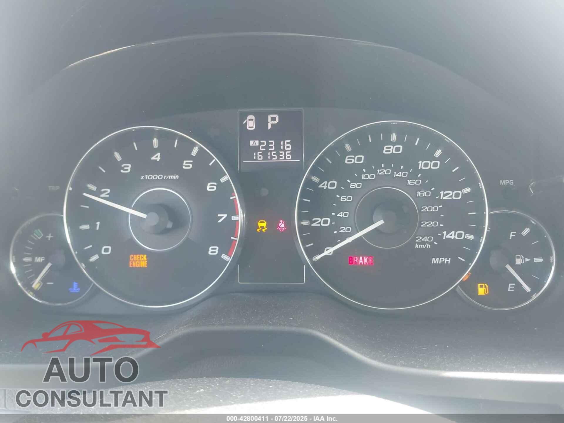 SUBARU OUTBACK 2012 - 4S4BRBCC9C3200714