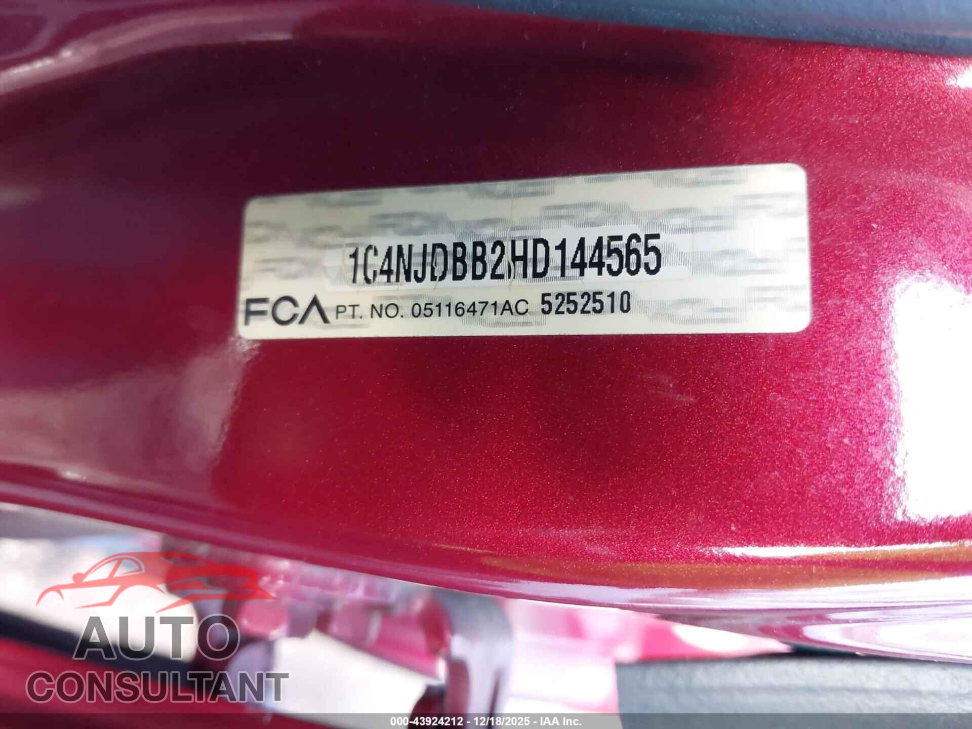 JEEP COMPASS 2017 - 1C4NJDBB2HD144565