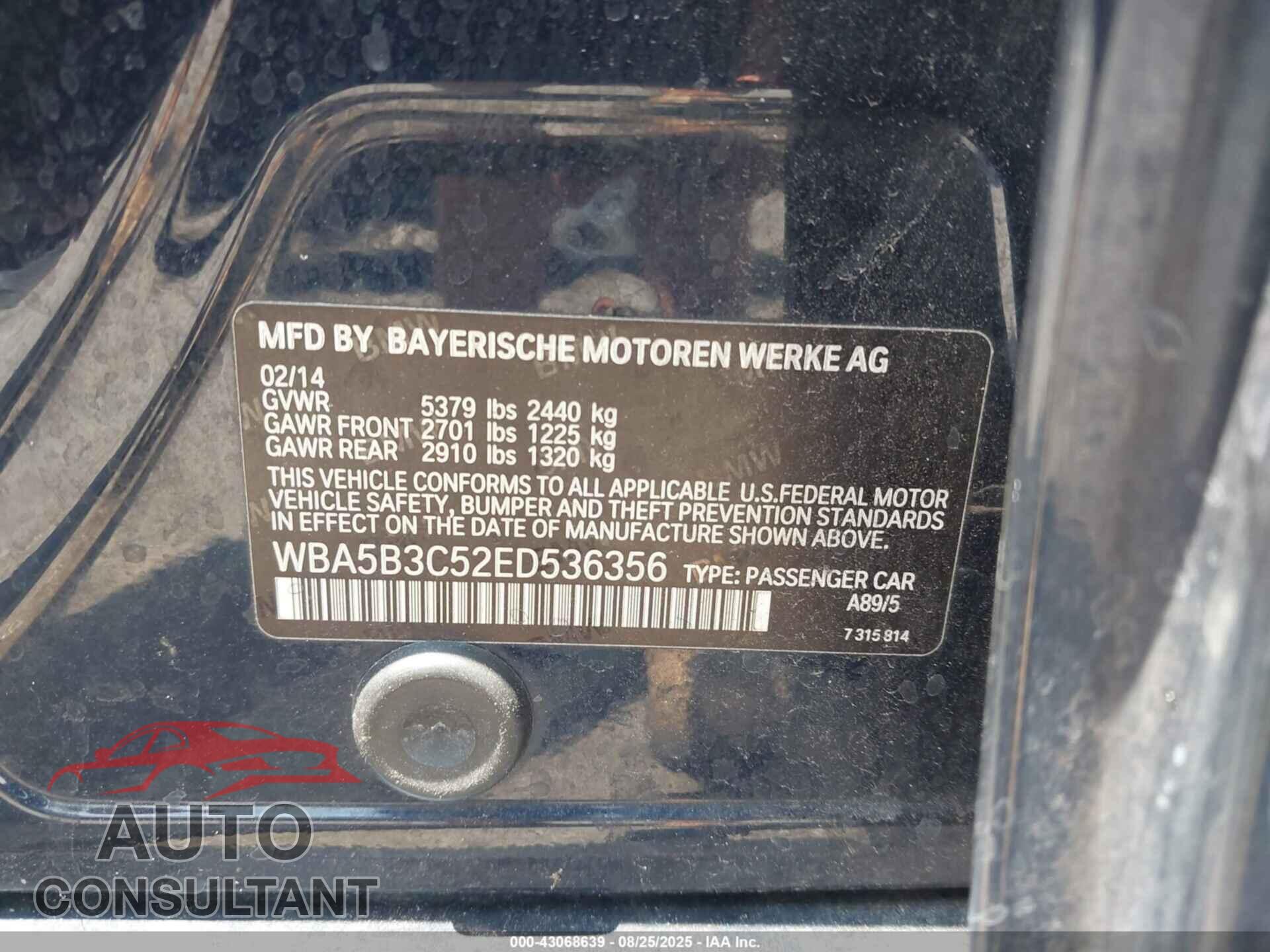 BMW 535I 2014 - WBA5B3C52ED536356