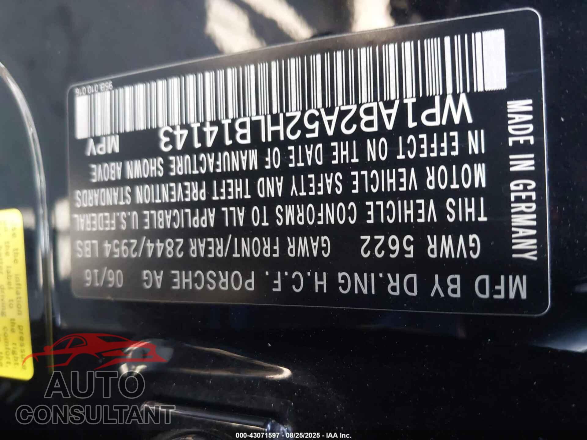 PORSCHE MACAN 2017 - WP1AB2A52HLB14143