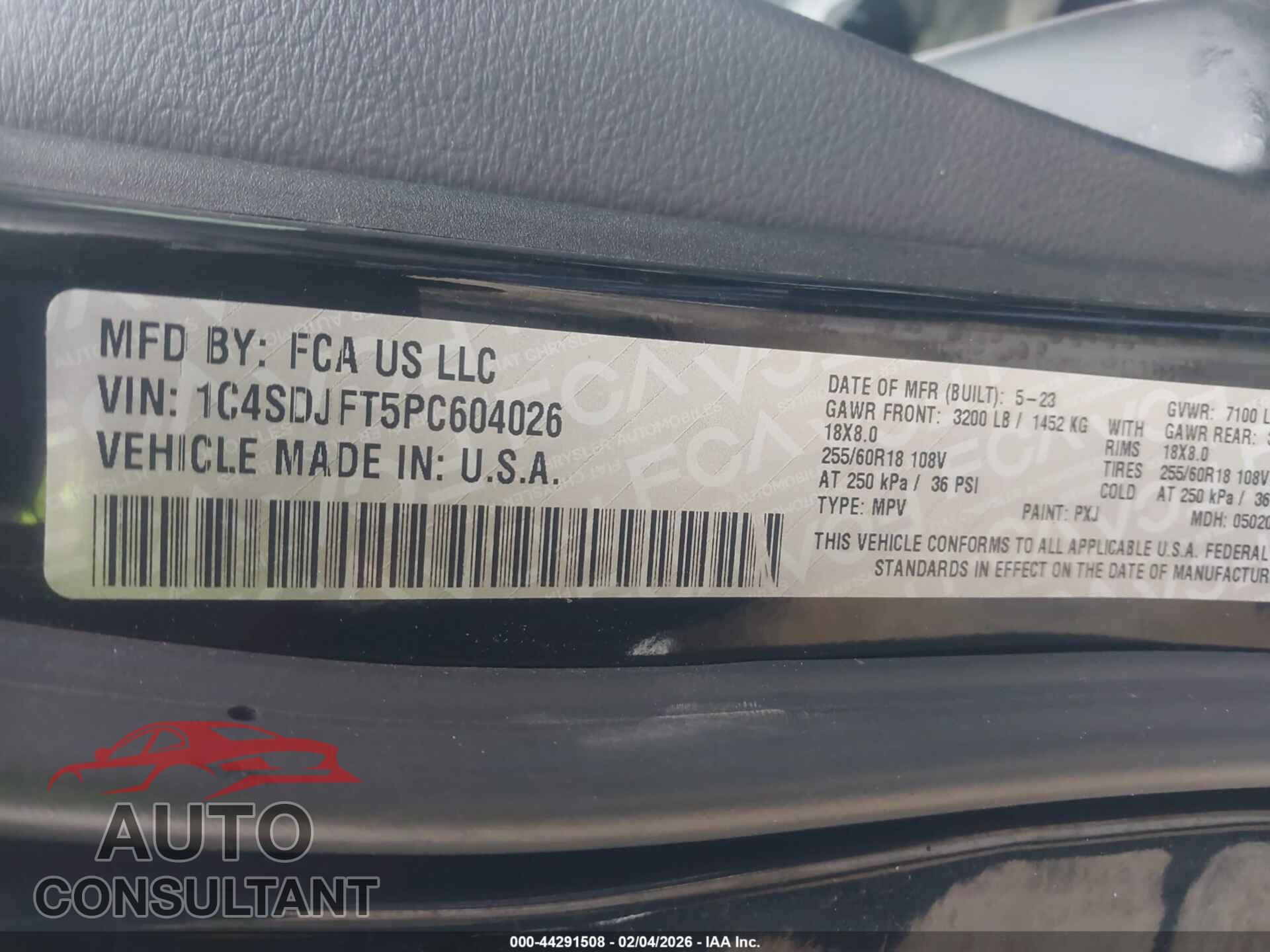 DODGE DURANGO 2023 - 1C4SDJFT5PC604026