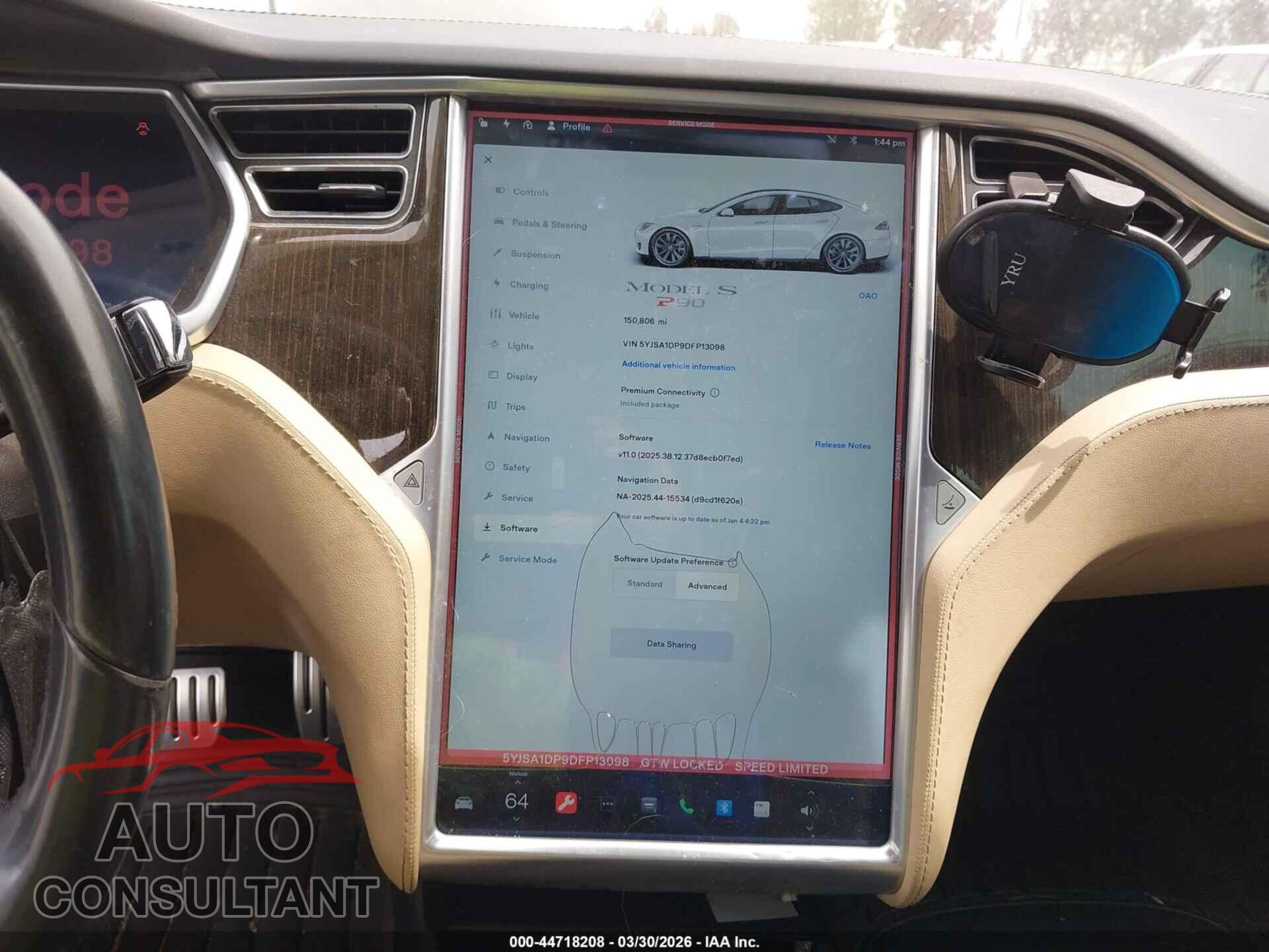 TESLA MODEL S 2013 - 5YJSA1DP9DFP13098