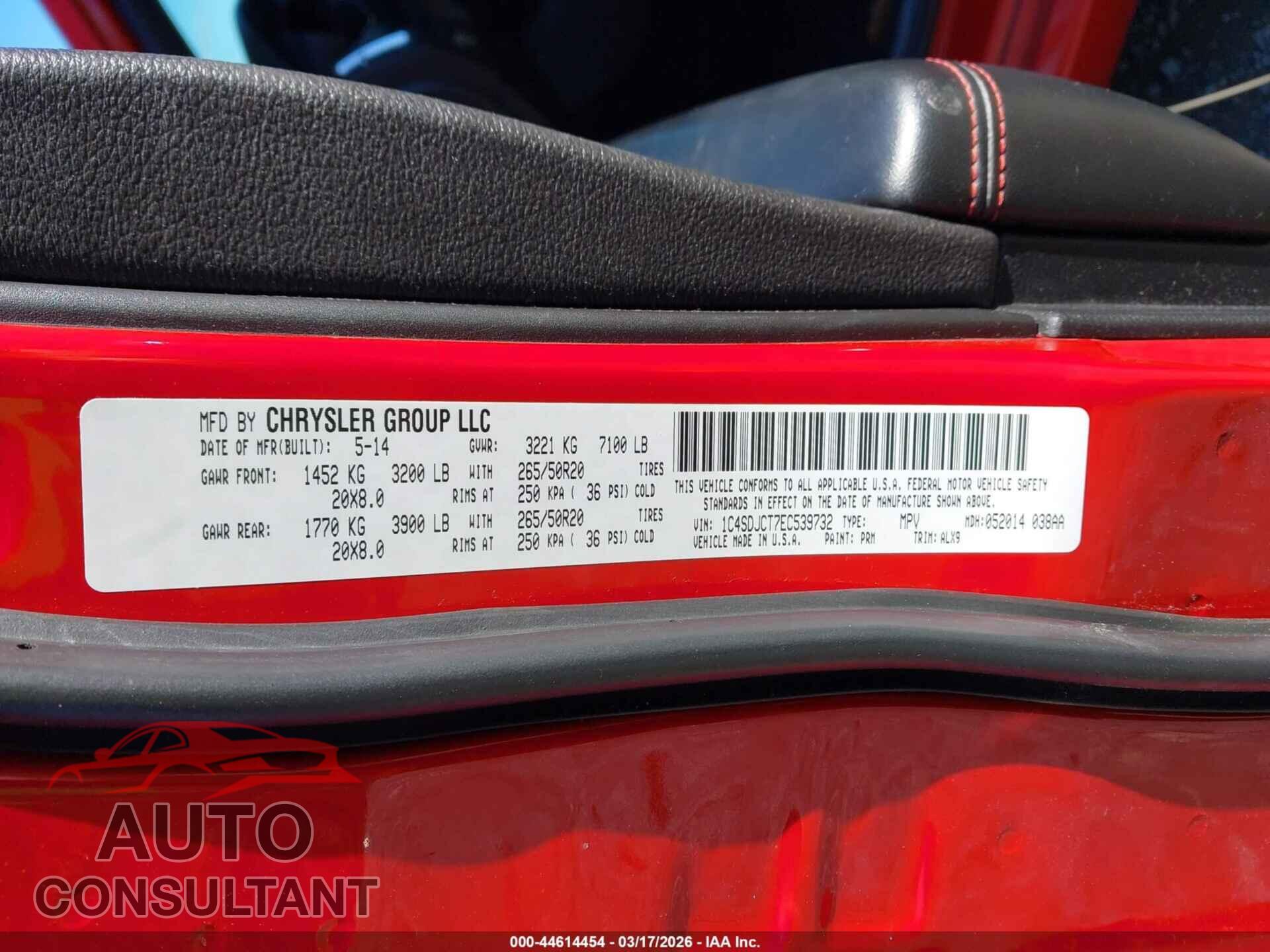 DODGE DURANGO 2014 - 1C4SDJCT7EC539732