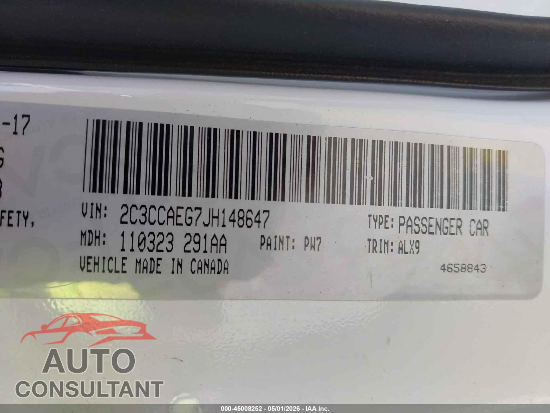 CHRYSLER 300 2018 - 2C3CCAEG7JH148647