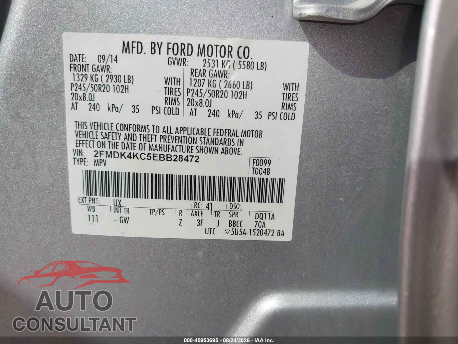 FORD EDGE 2014 - 2FMDK4KC5EBB28472