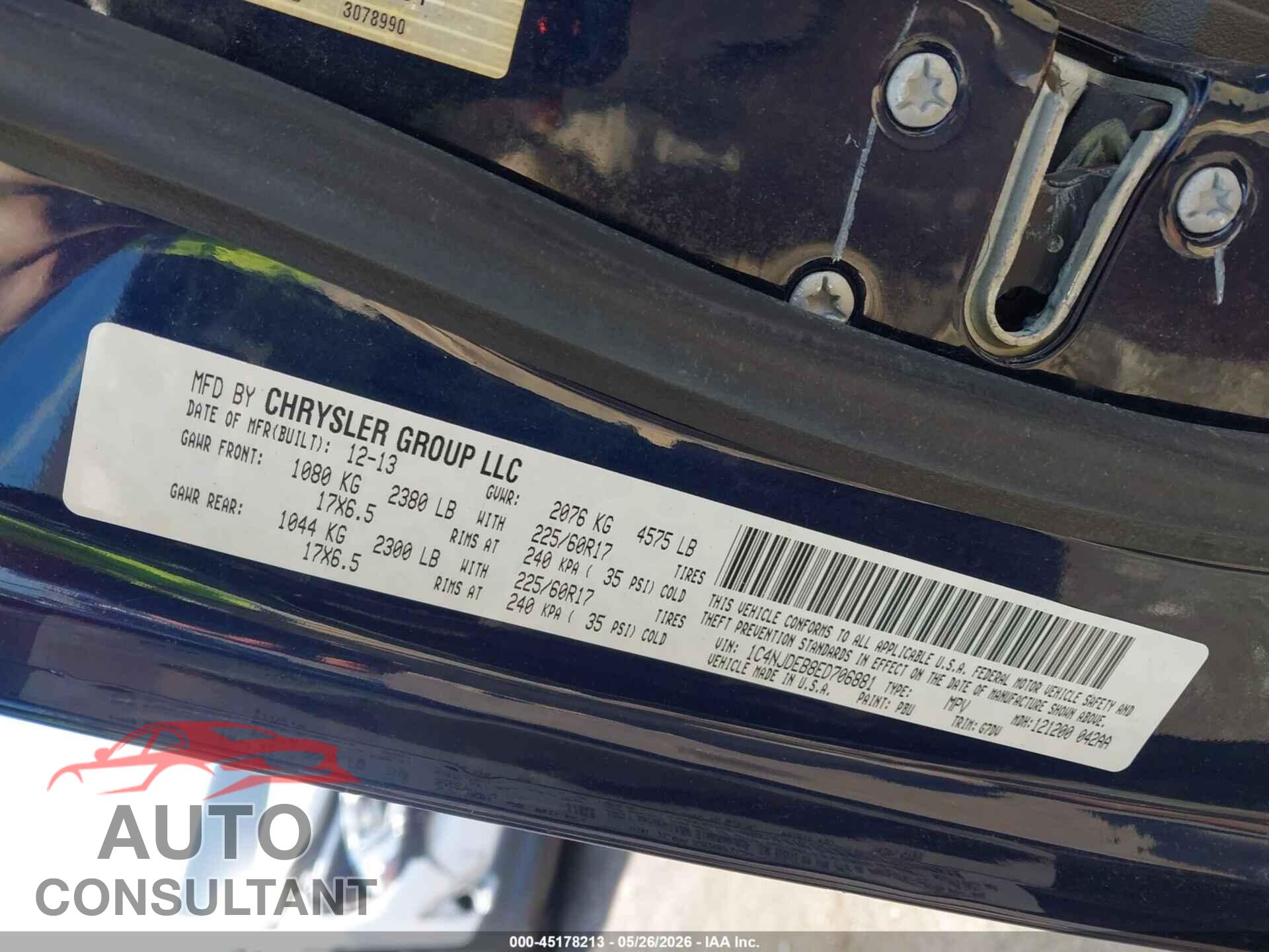 JEEP COMPASS 2014 - 1C4NJDEB8ED706881