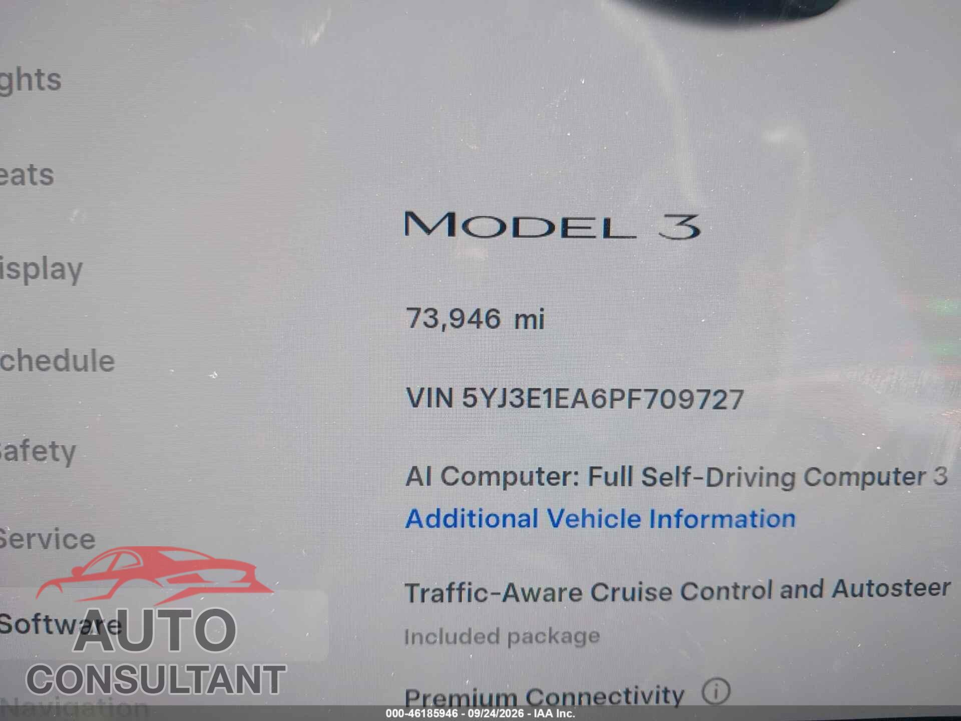TESLA MODEL 3 2023 - 5YJ3E1EA6PF709727