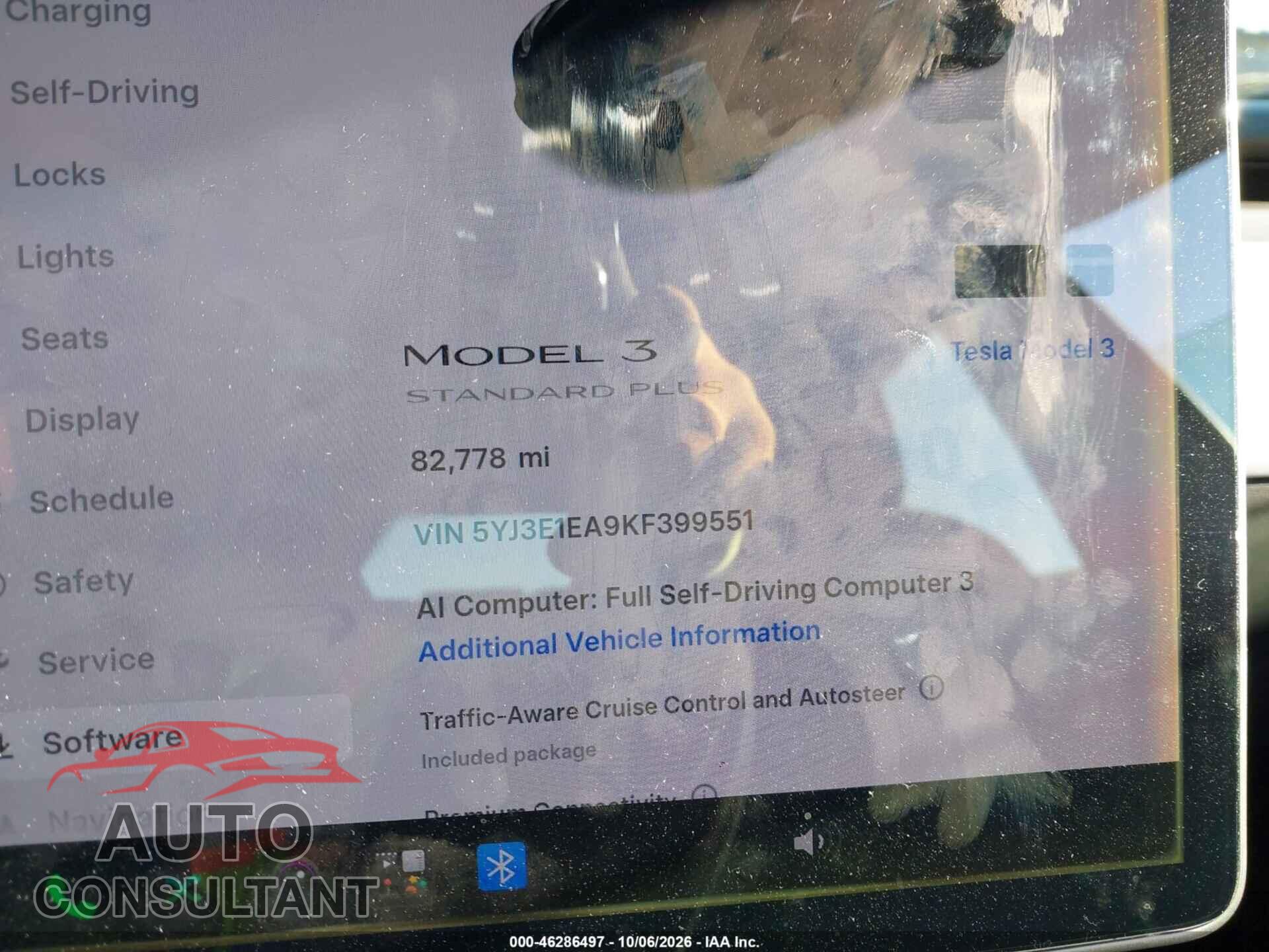 TESLA MODEL 3 2019 - 5YJ3E1EA9KF399551