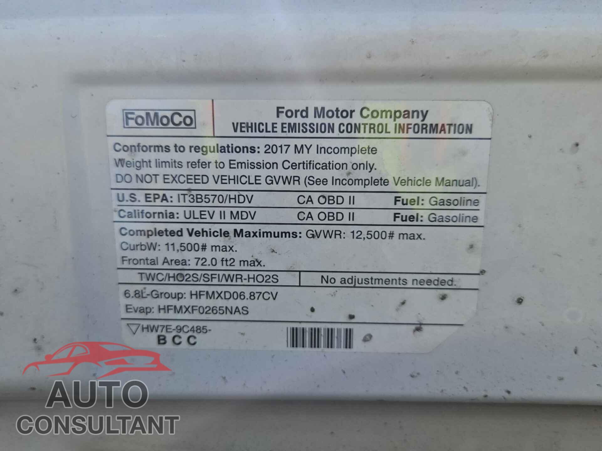 FORD E-350 CUTAWAY 2017 - 1FDEE3FS9HDC37748