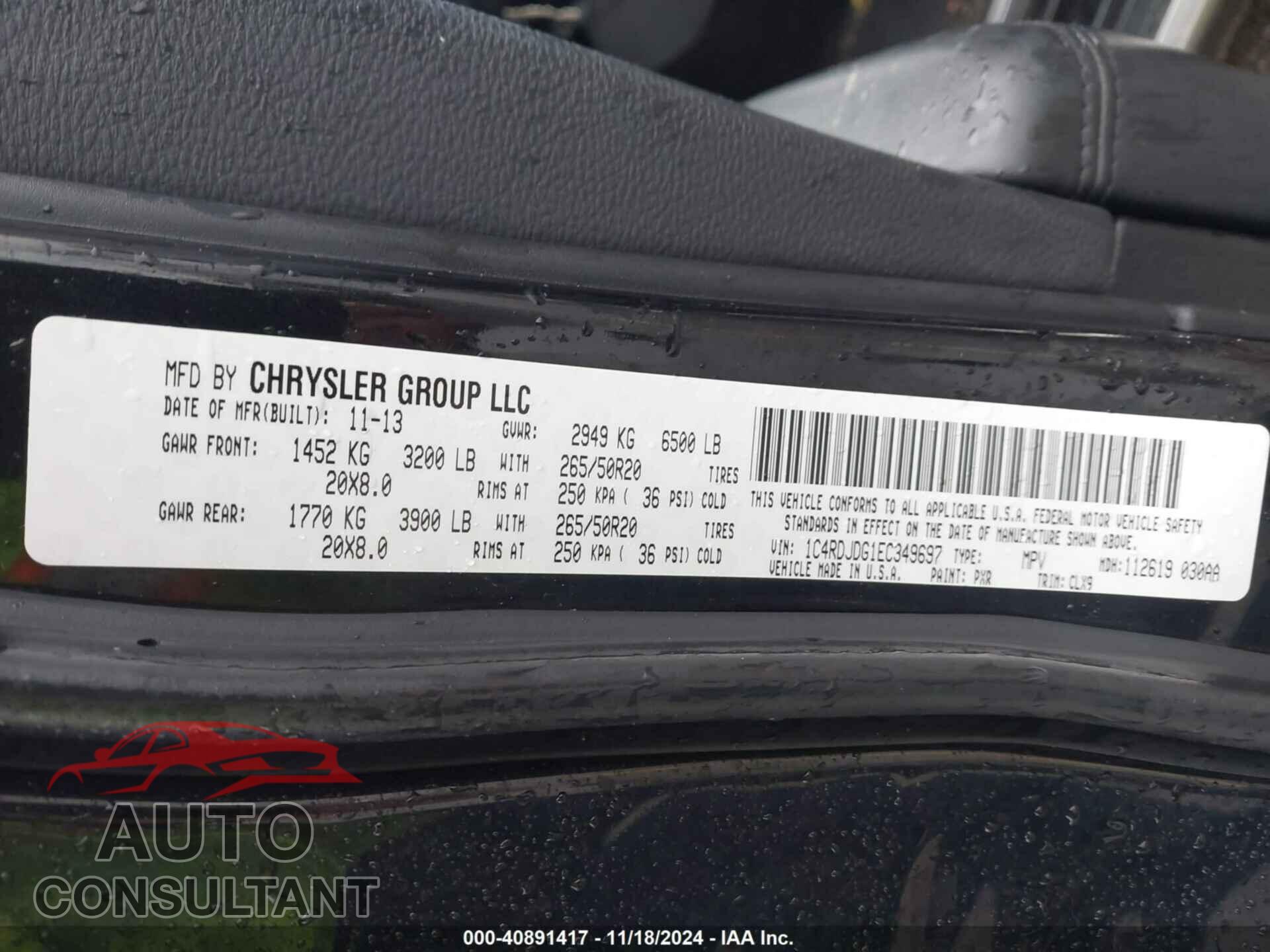 DODGE DURANGO 2014 - 1C4RDJDG1EC349697