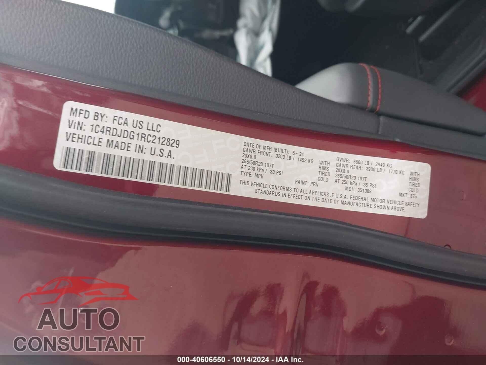 DODGE DURANGO 2024 - 1C4RDJDG1RC212829