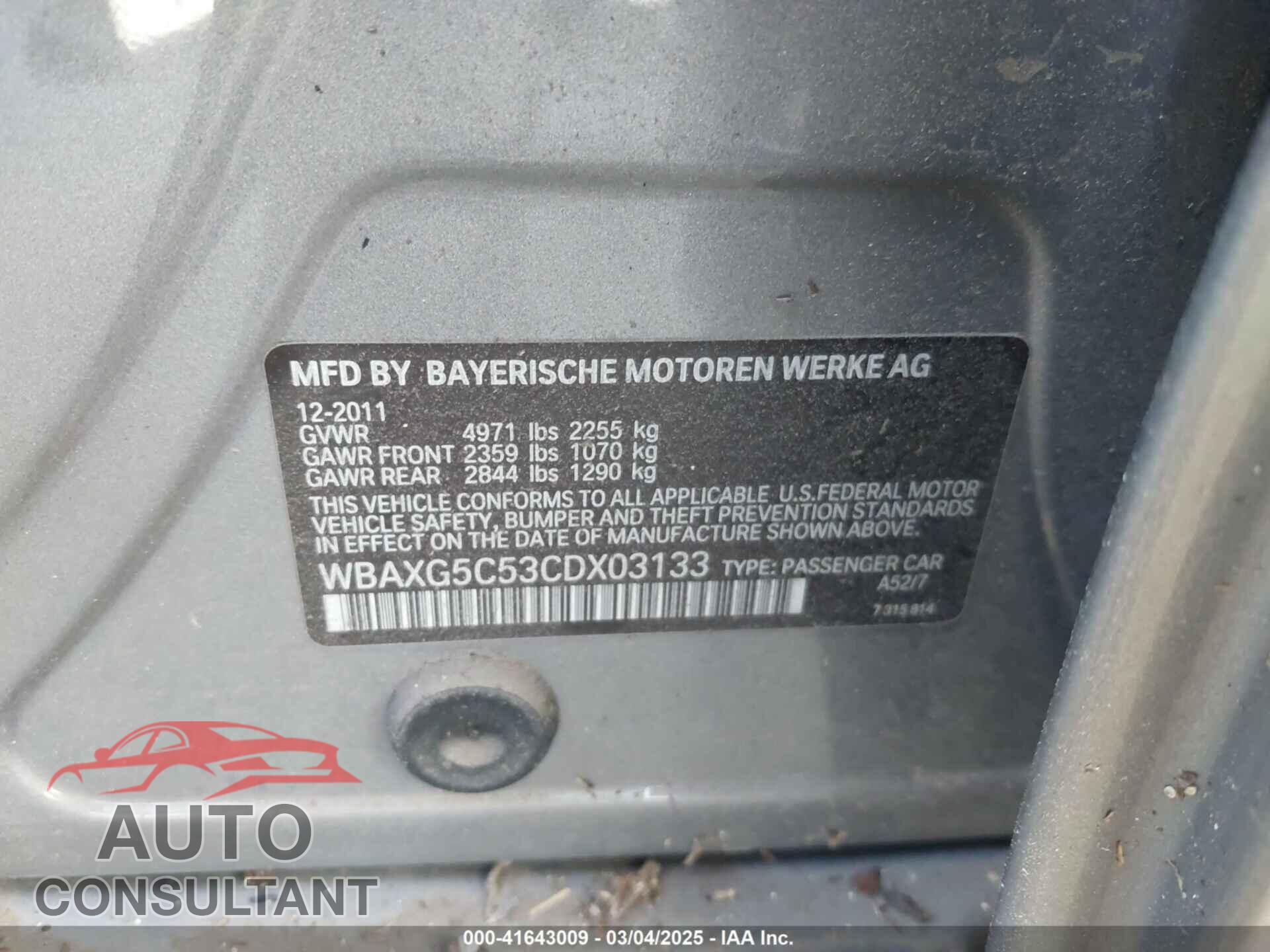 BMW 528I 2012 - WBAXG5C53CDX03133