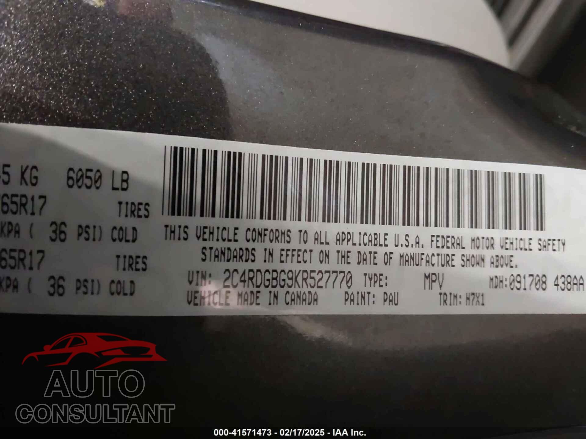 DODGE GRAND CARAVAN 2019 - 2C4RDGBG9KR527770