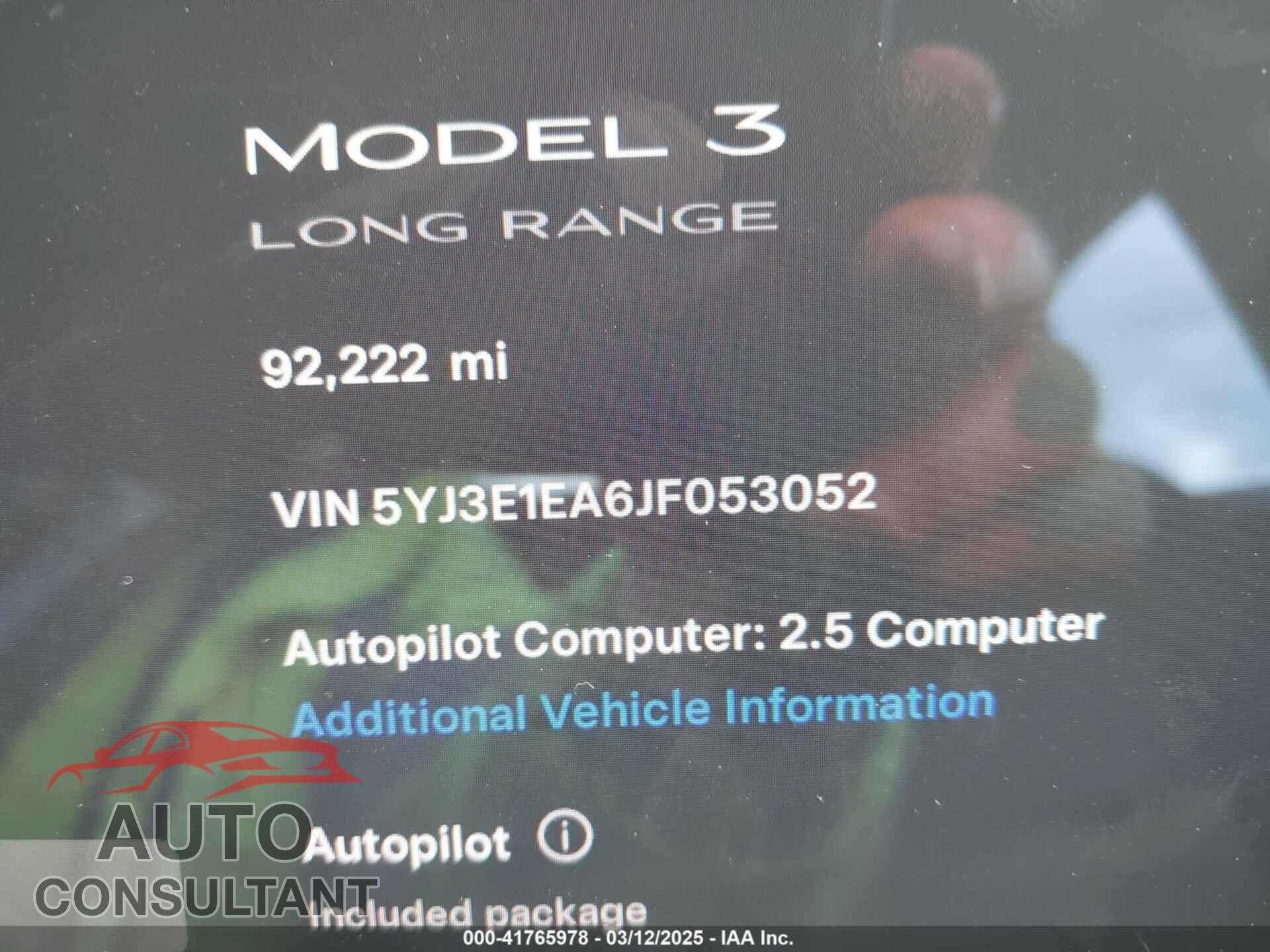 TESLA MODEL 3 2018 - 5YJ3E1EA6JF053052
