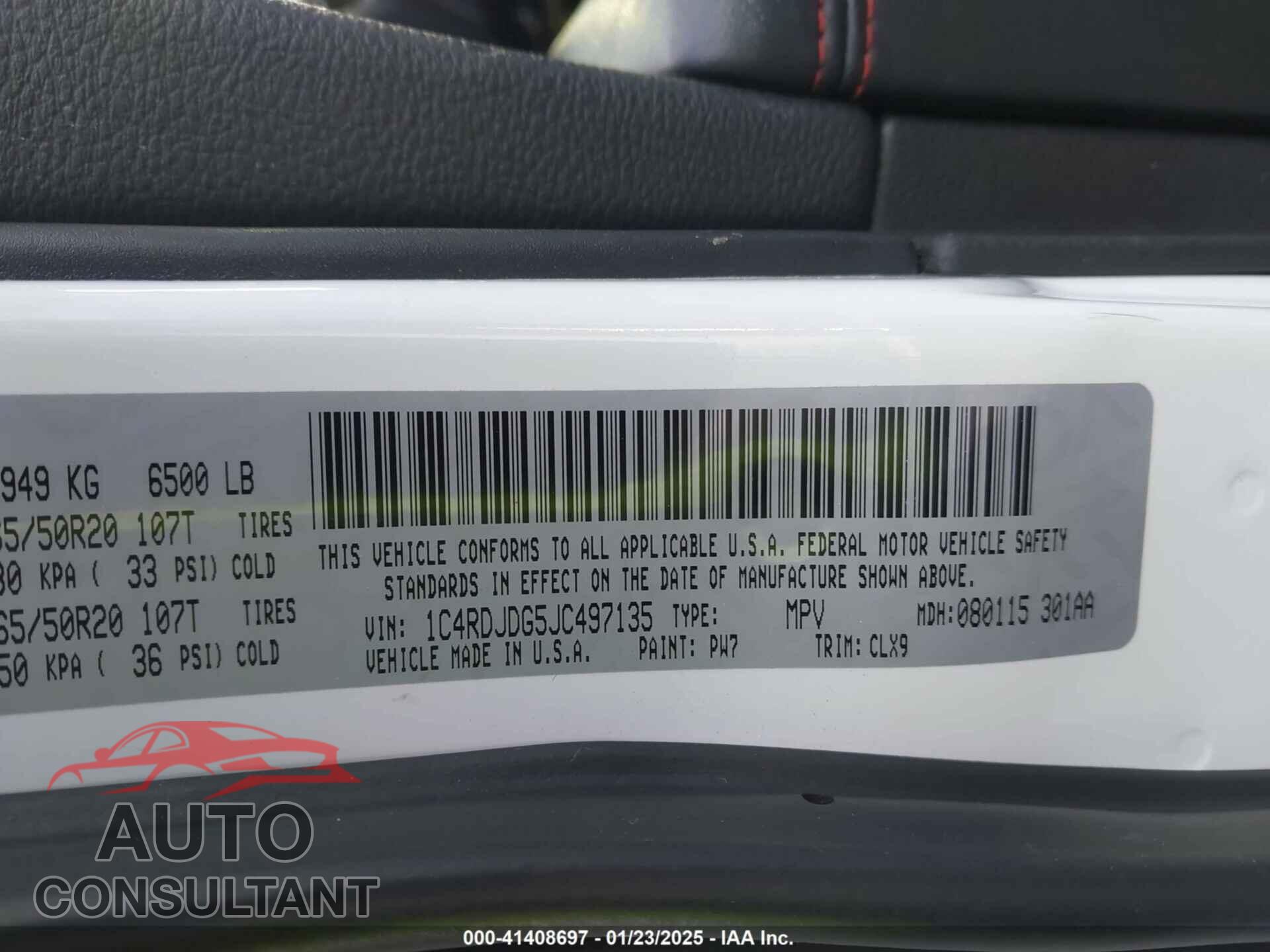 DODGE DURANGO 2018 - 1C4RDJDG5JC497135