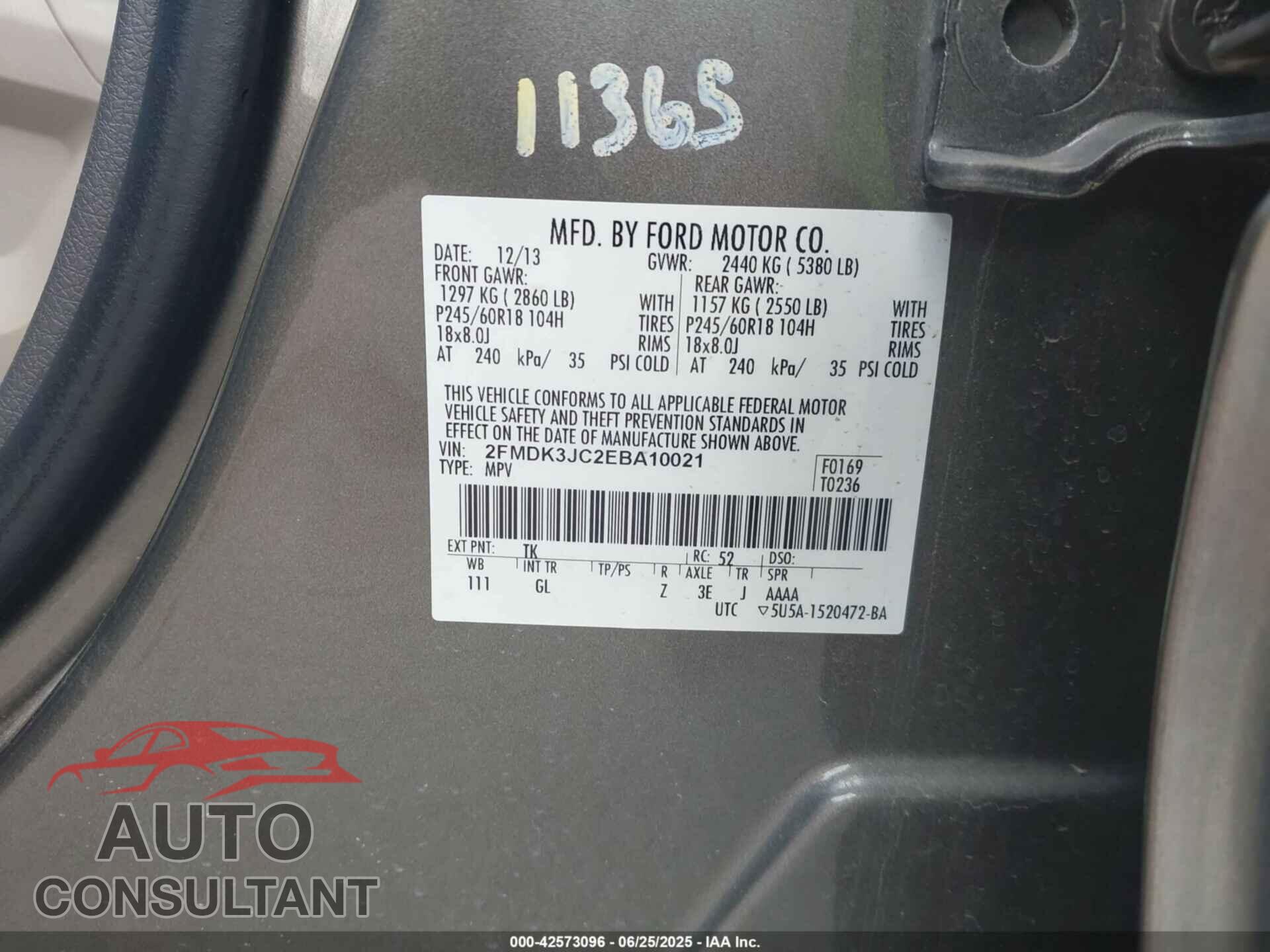 FORD EDGE 2014 - 2FMDK3JC2EBA10021