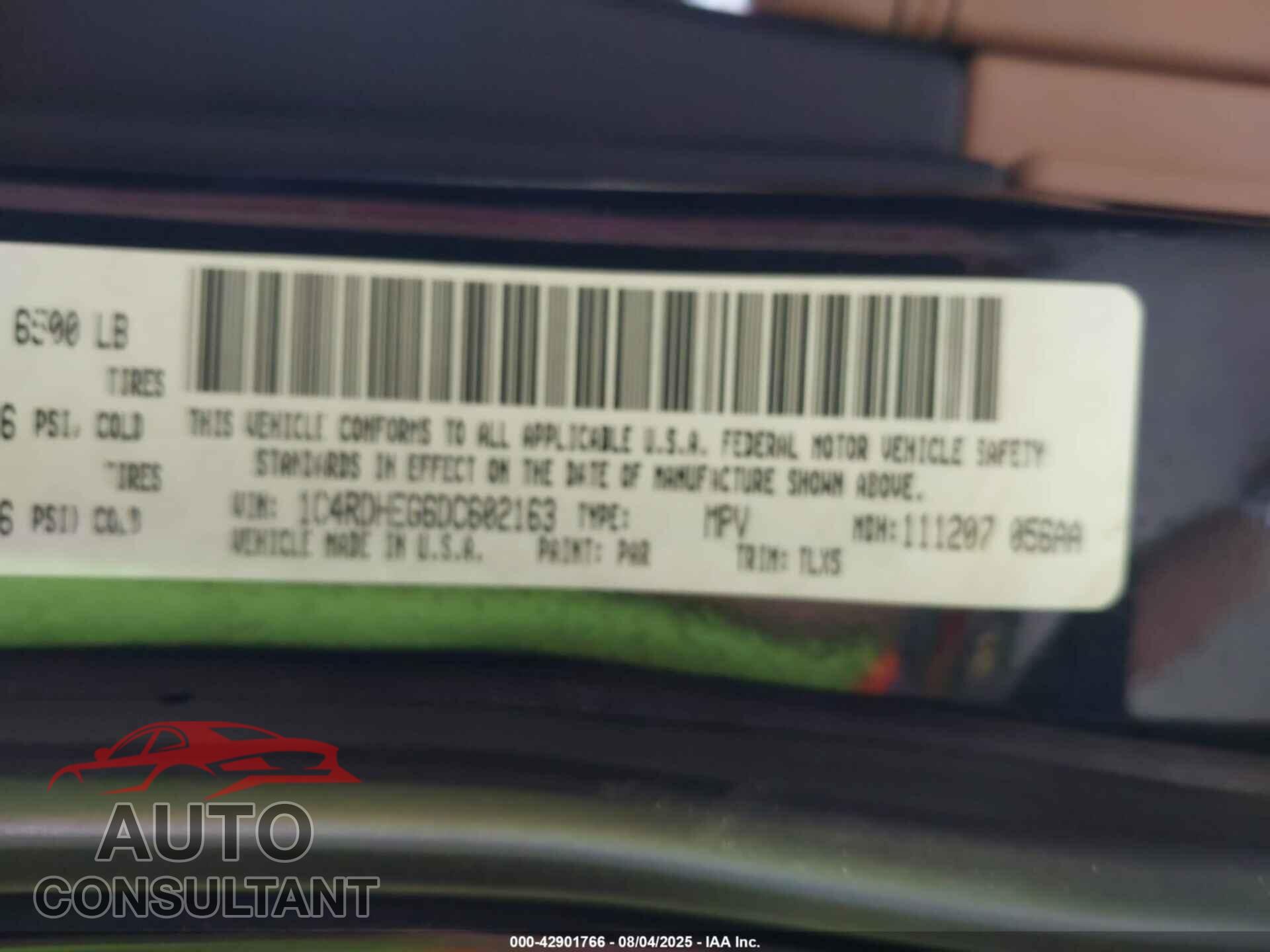 DODGE DURANGO 2013 - 1C4RDHEG6DC602163