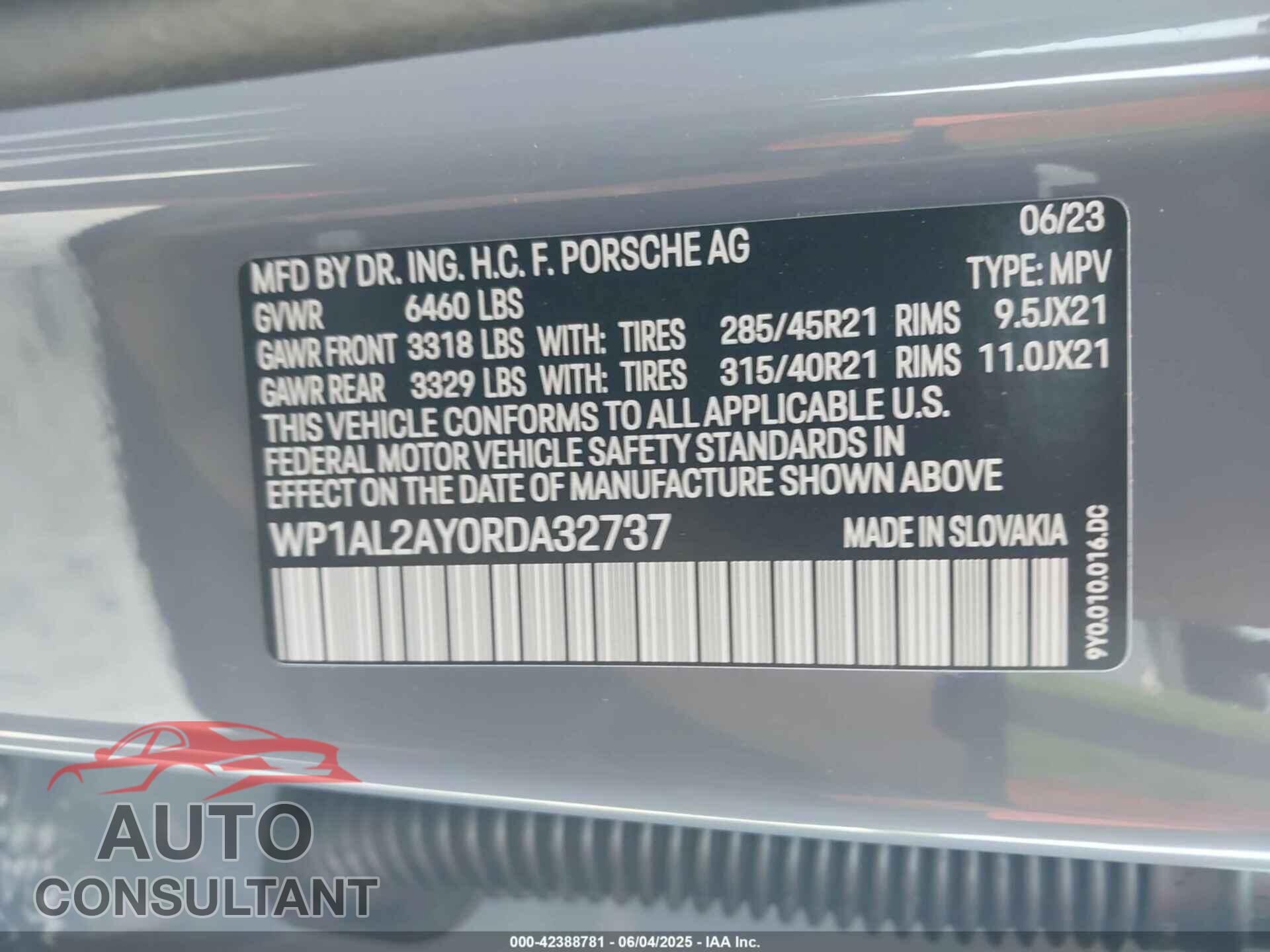PORSCHE CAYENNE 2024 - WP1AL2AY0RDA32737