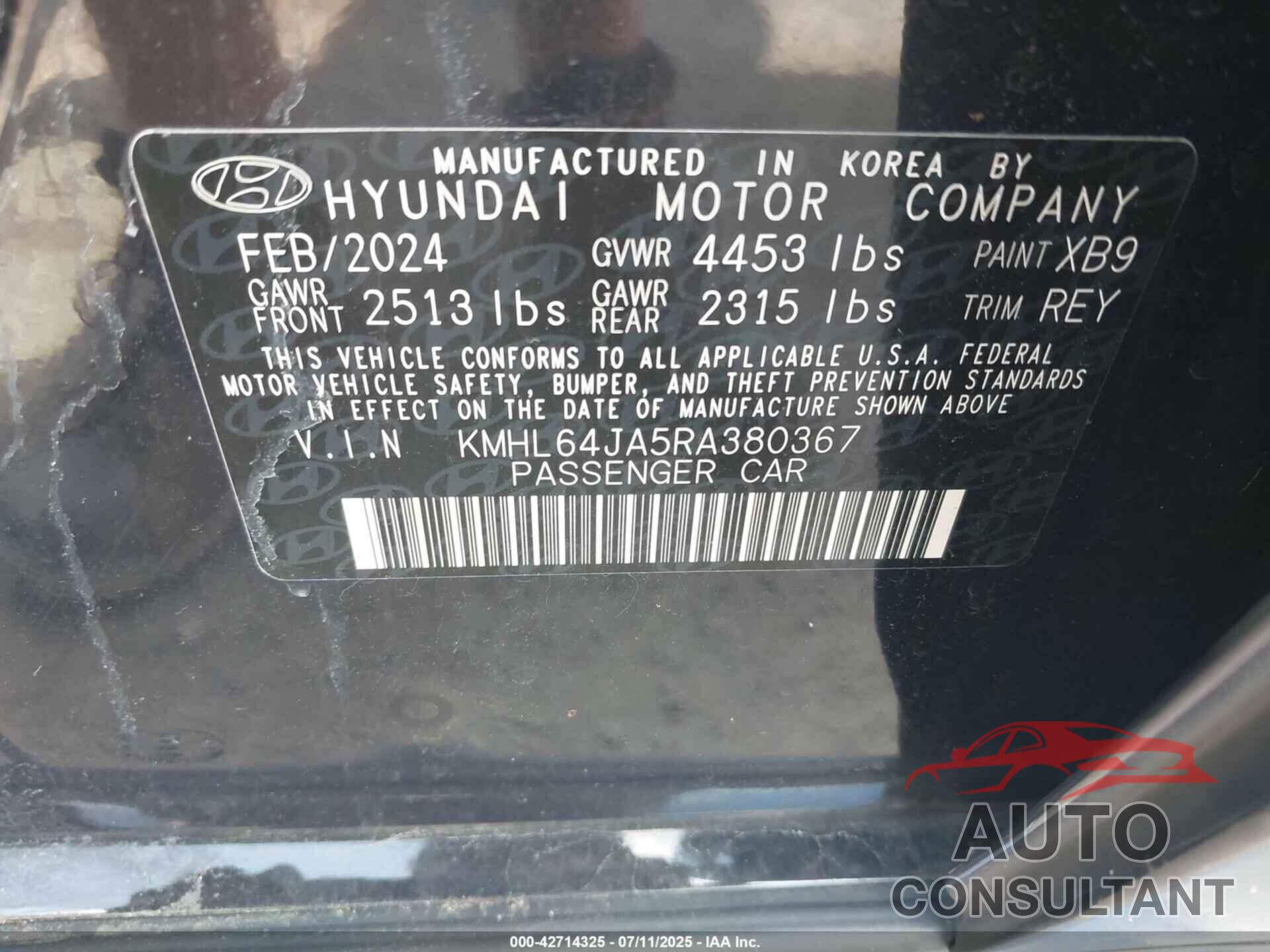 HYUNDAI SONATA 2024 - KMHL64JA5RA380367