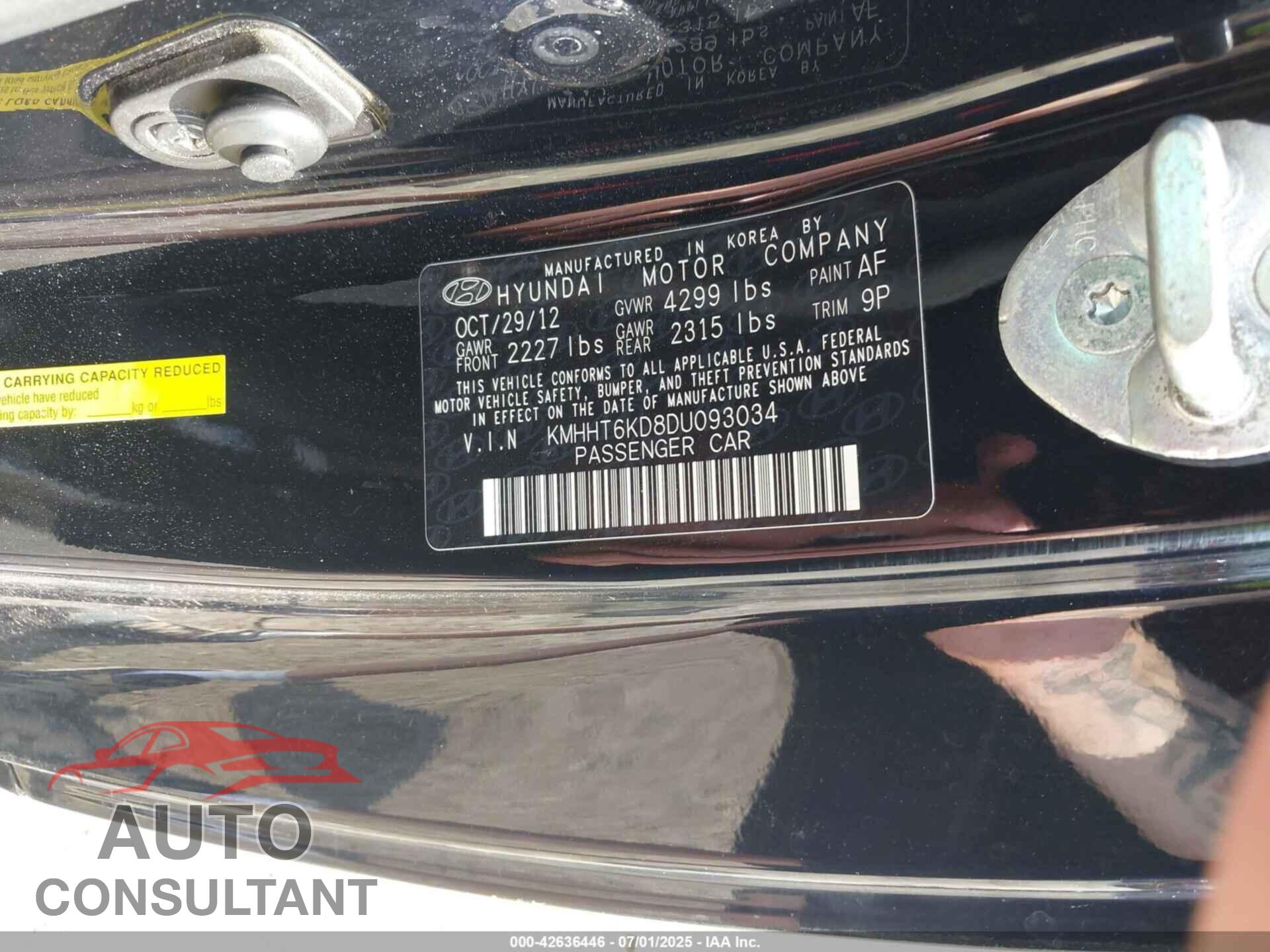 HYUNDAI GENESIS 2013 - KMHHT6KD8DU093034