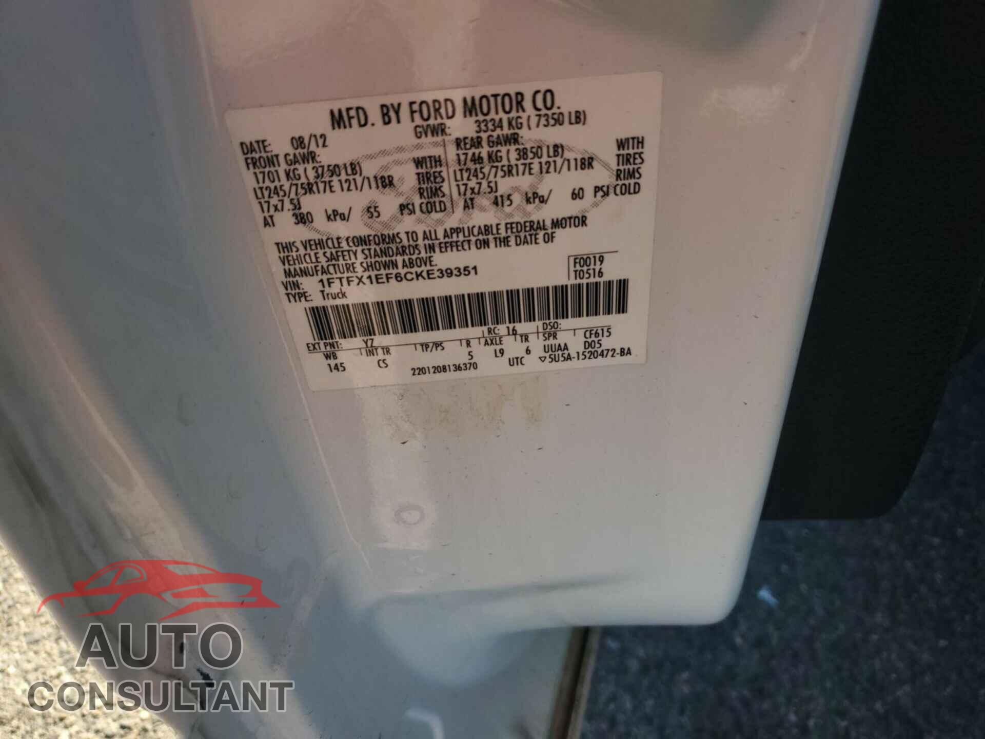 FORD F-150 2012 - 1FTFX1EF6CKE39351