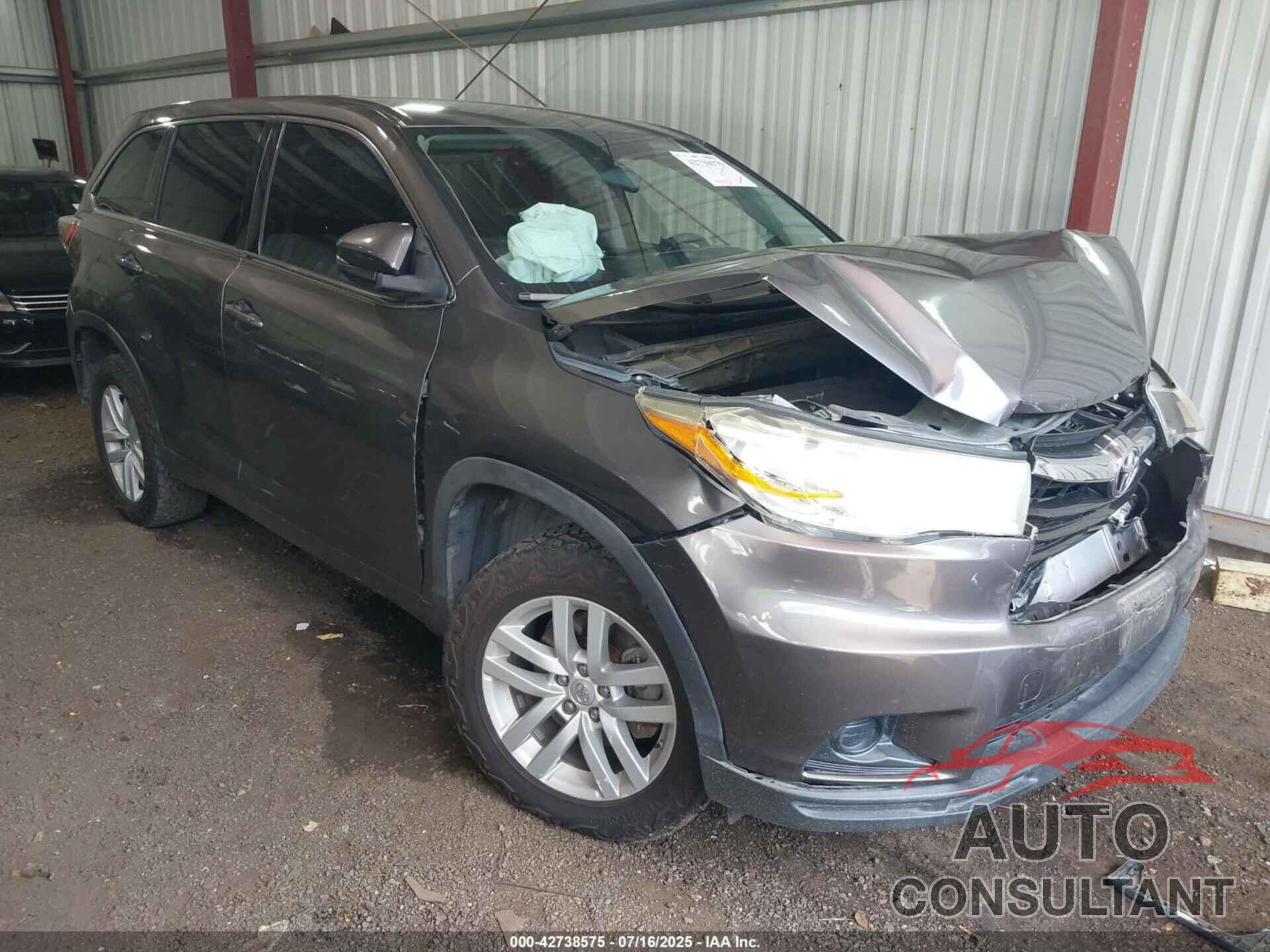TOYOTA HIGHLANDER 2014 - 5TDZKRFH6ES031924