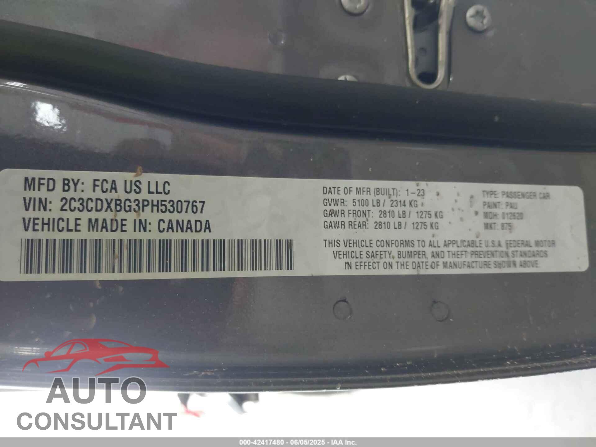 DODGE CHARGER 2023 - 2C3CDXBG3PH530767