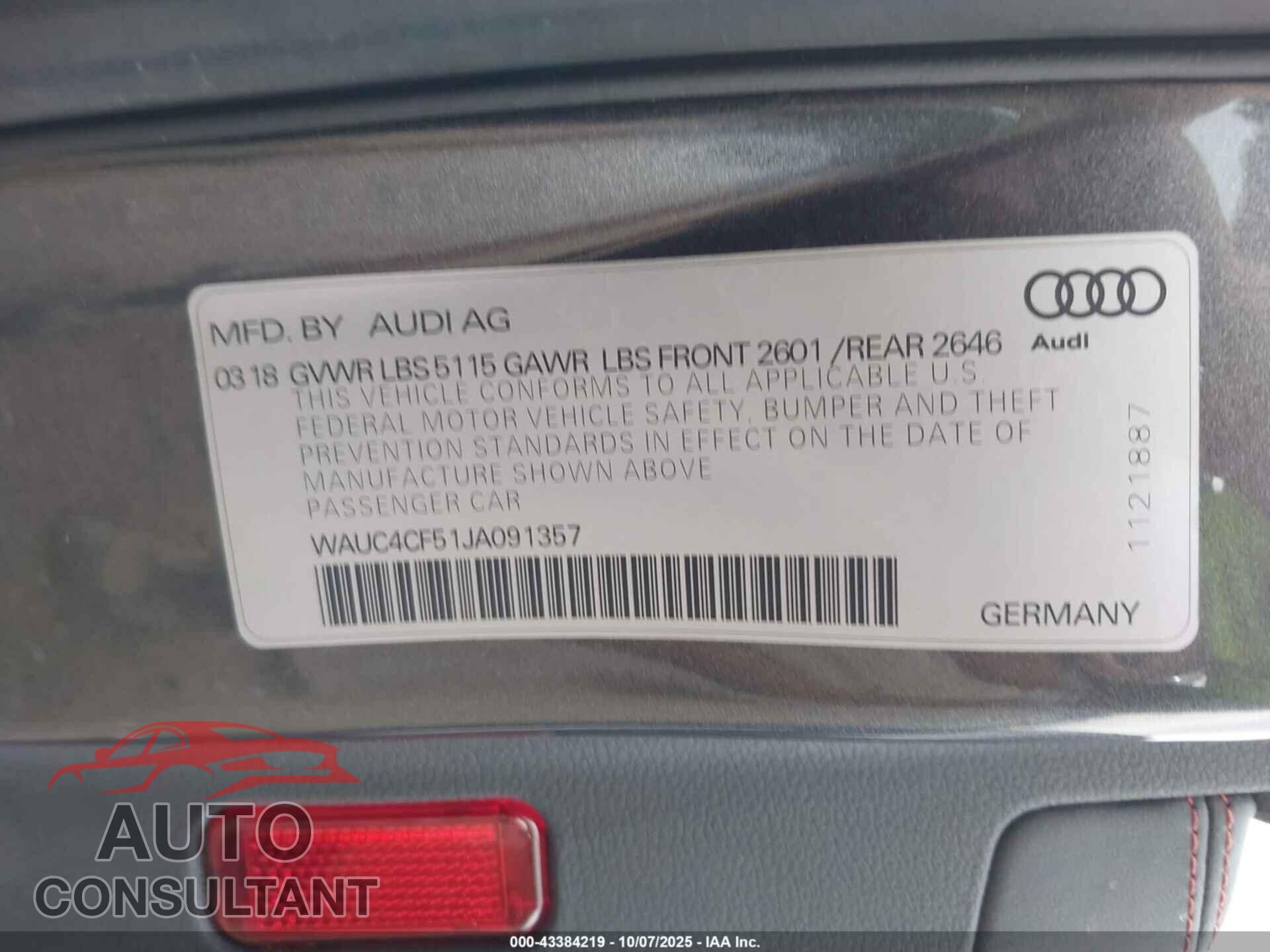 AUDI S5 2018 - WAUC4CF51JA091357