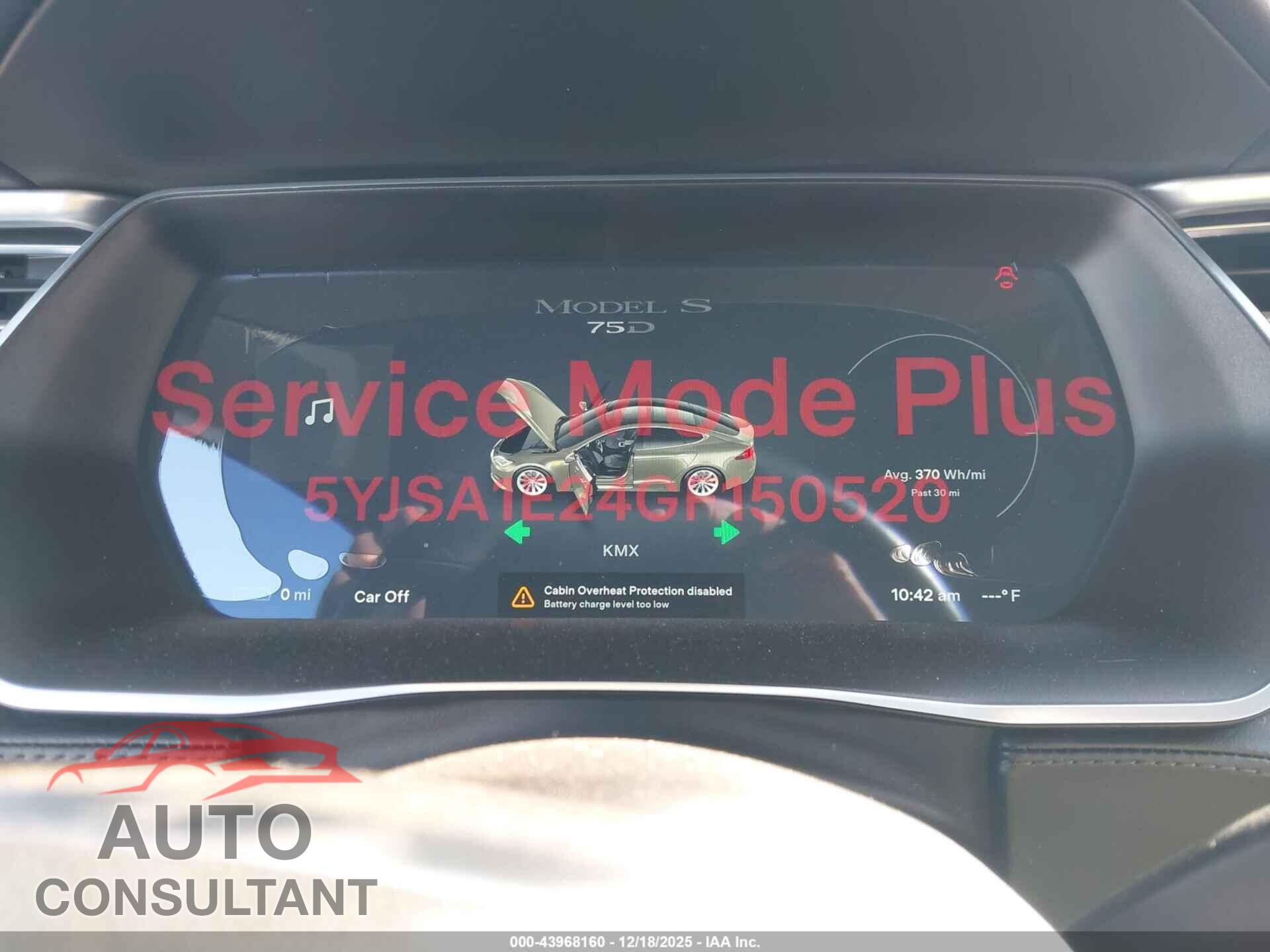 TESLA MODEL S 2016 - 5YJSA1E24GF150520