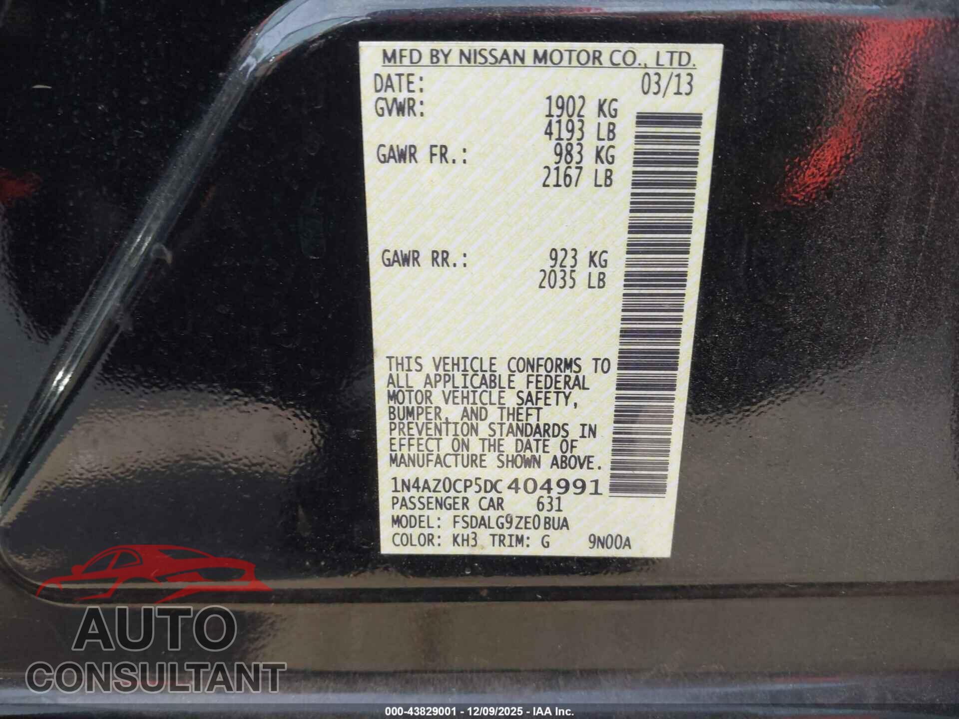 NISSAN LEAF 2013 - 1N4AZ0CP5DC404991