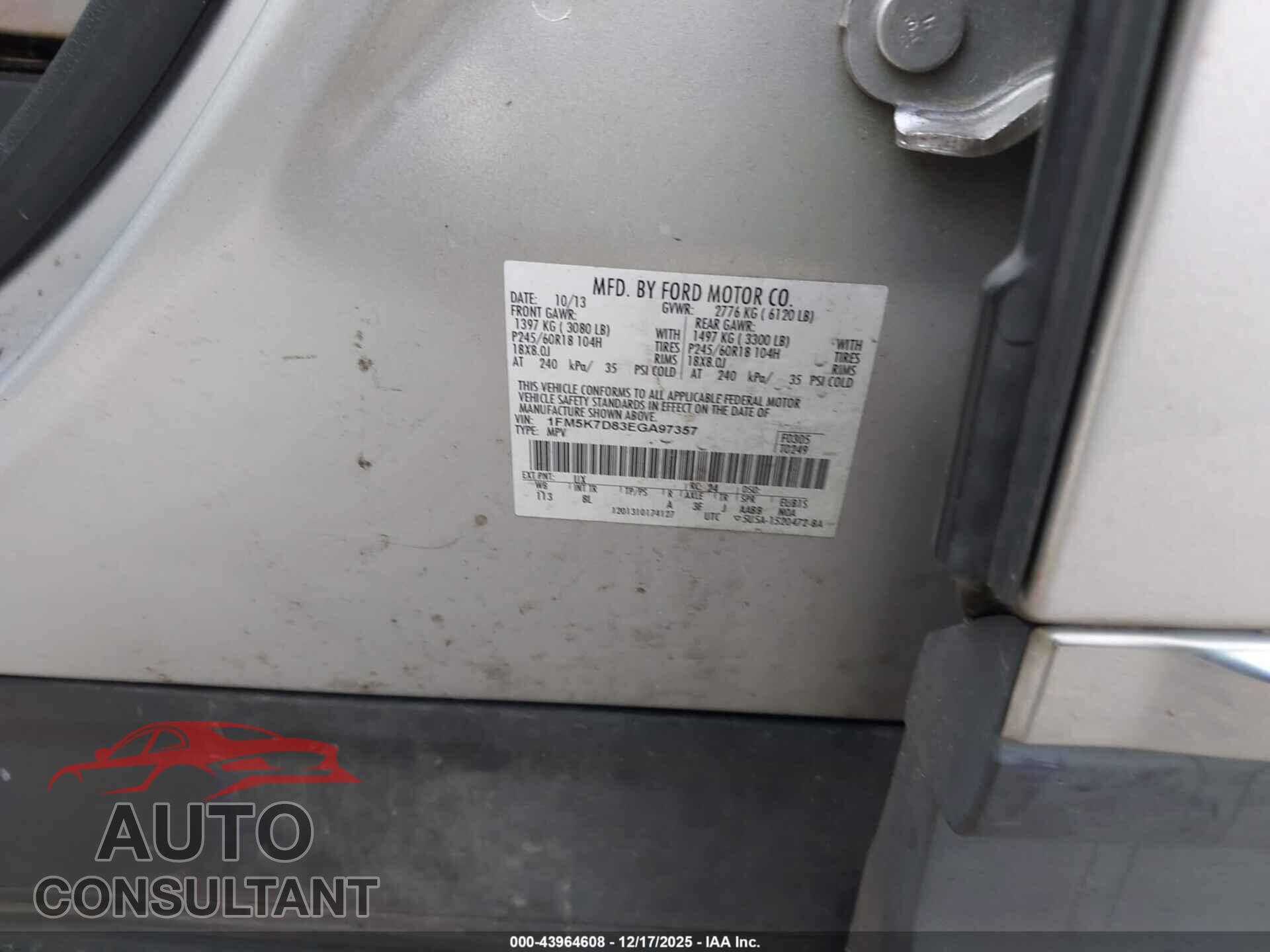 FORD EXPLORER 2014 - 1FM5K7D83EGA97357