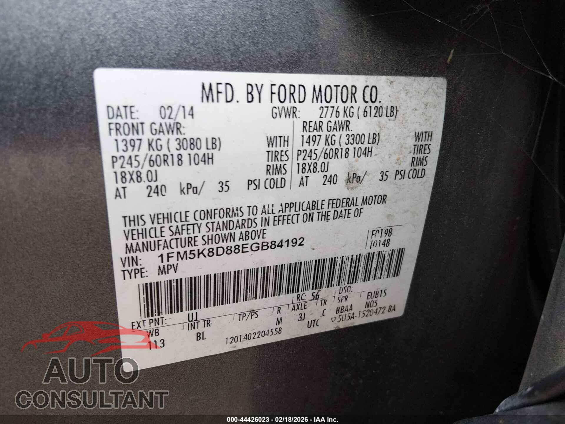 FORD EXPLORER 2014 - 1FM5K8D88EGB84192