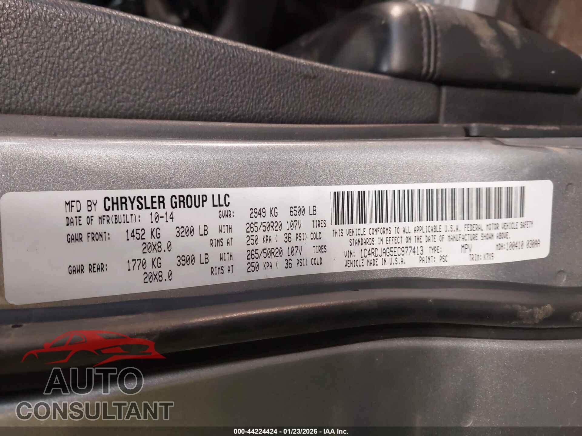 DODGE DURANGO 2014 - 1C4RDJAG5EC977413