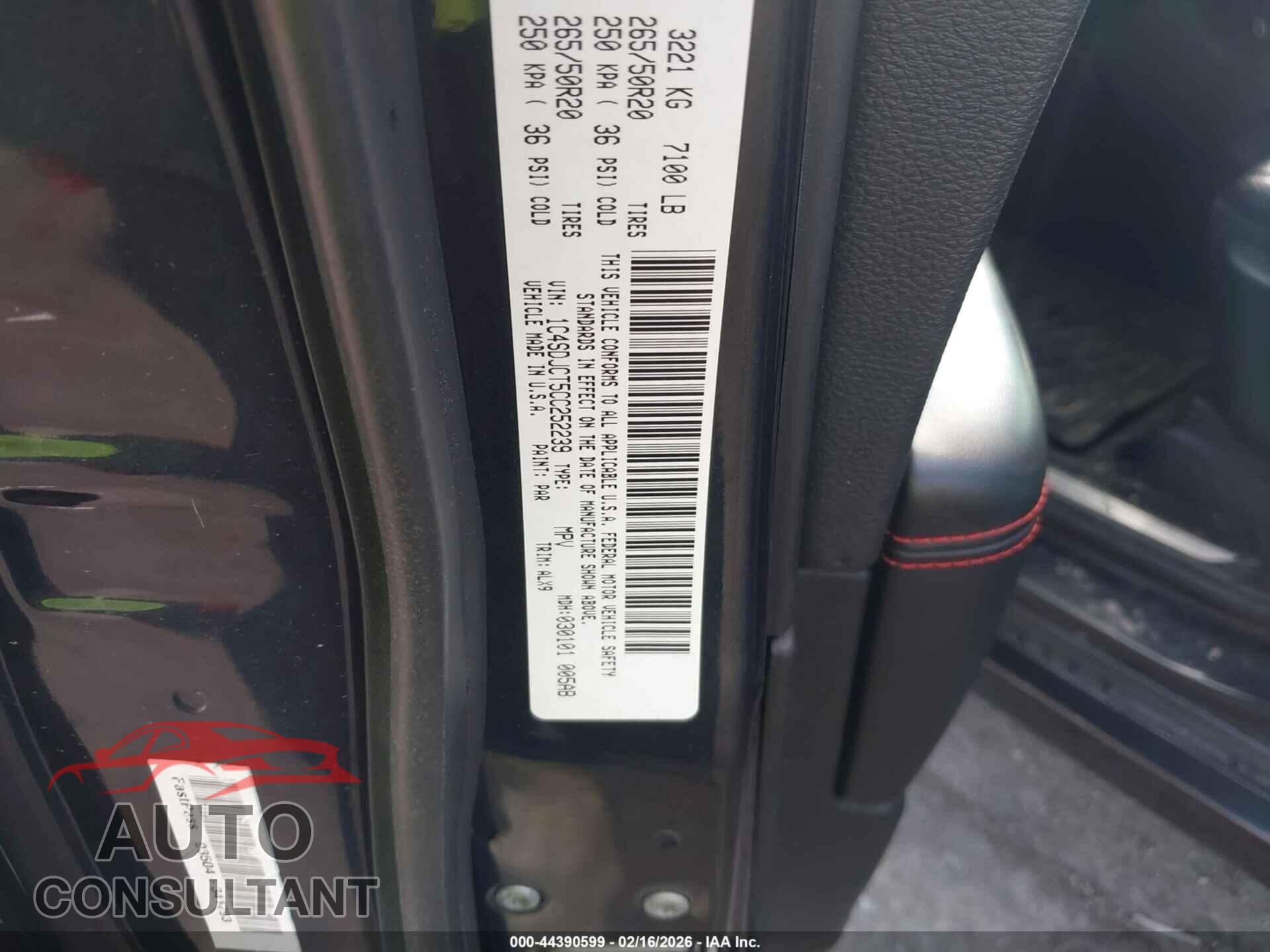 DODGE DURANGO 2012 - 1C4SDJCT5CC252239