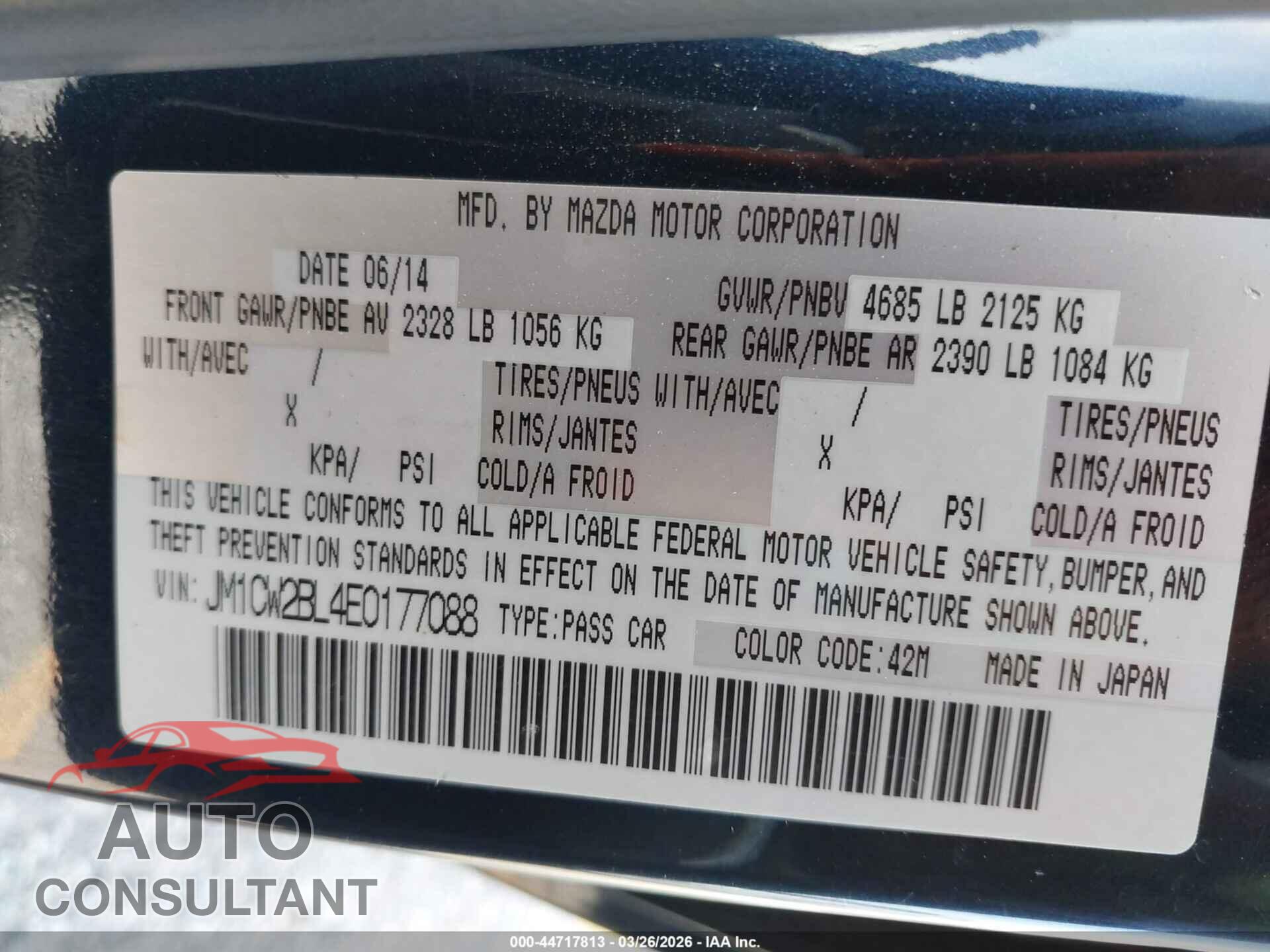 MAZDA MAZDA5 2014 - JM1CW2BL4E0177088