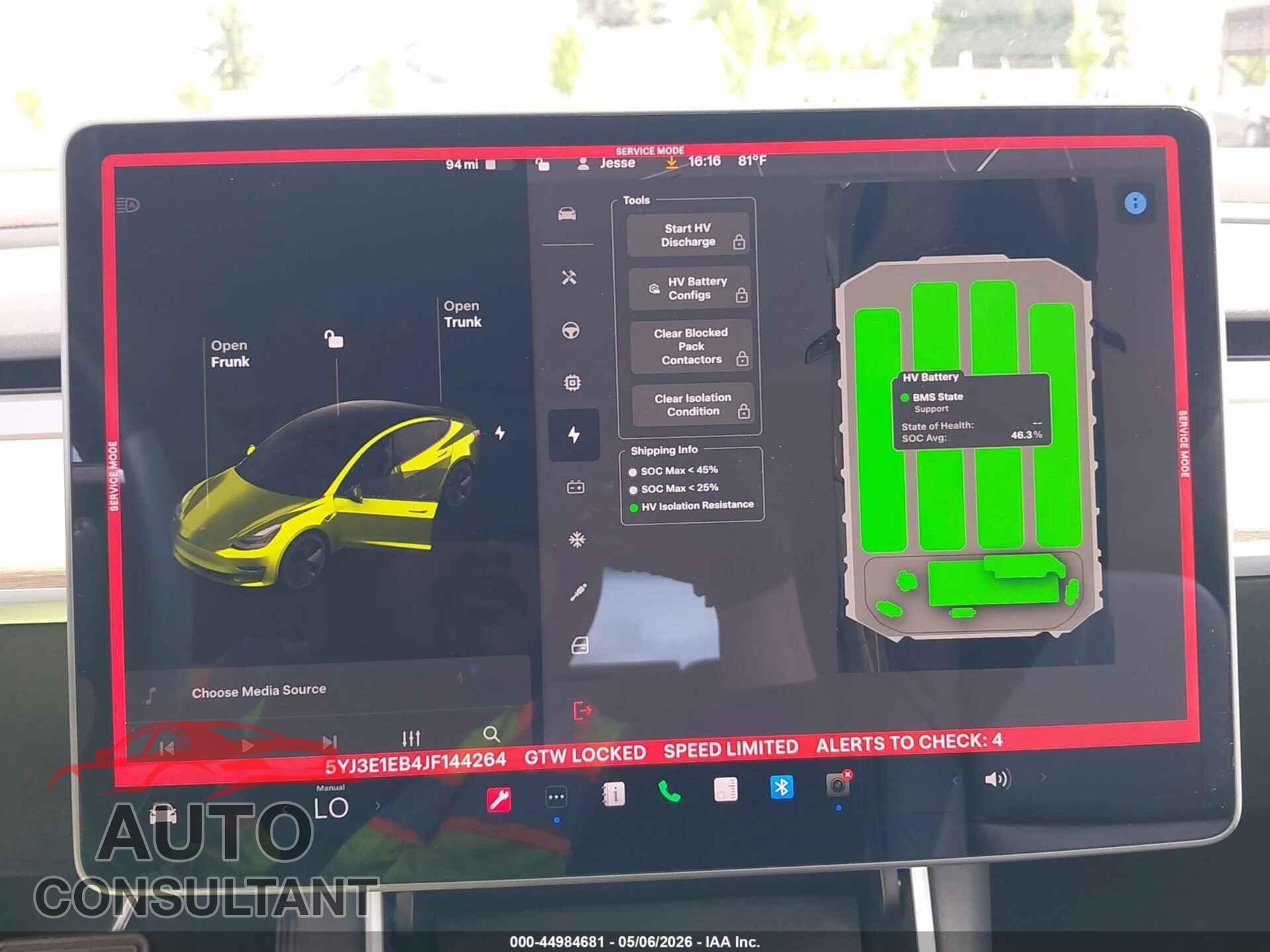 TESLA MODEL 3 2018 - 5YJ3E1EB4JF144264