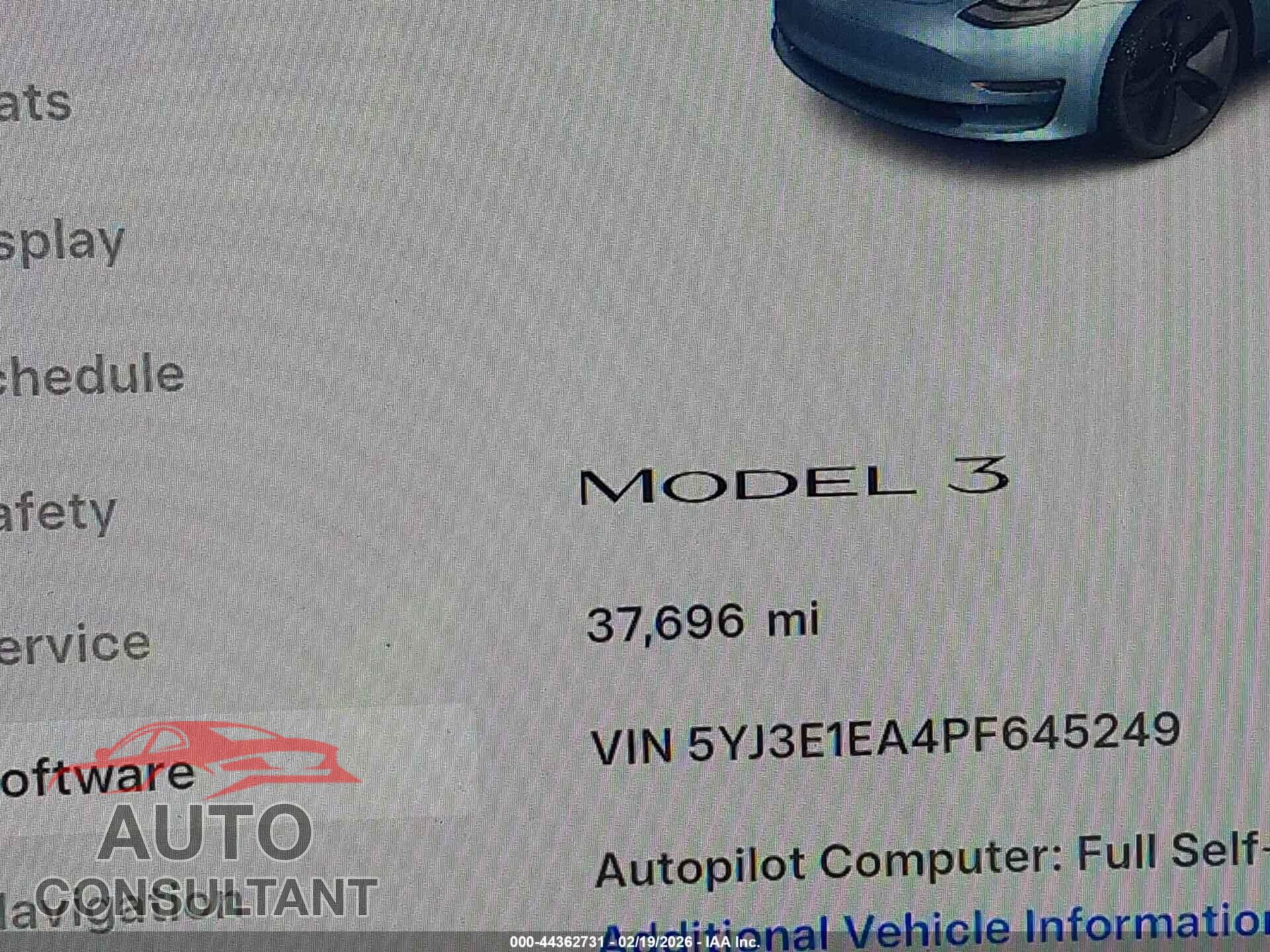 TESLA MODEL 3 2023 - 5YJ3E1EA4PF645249