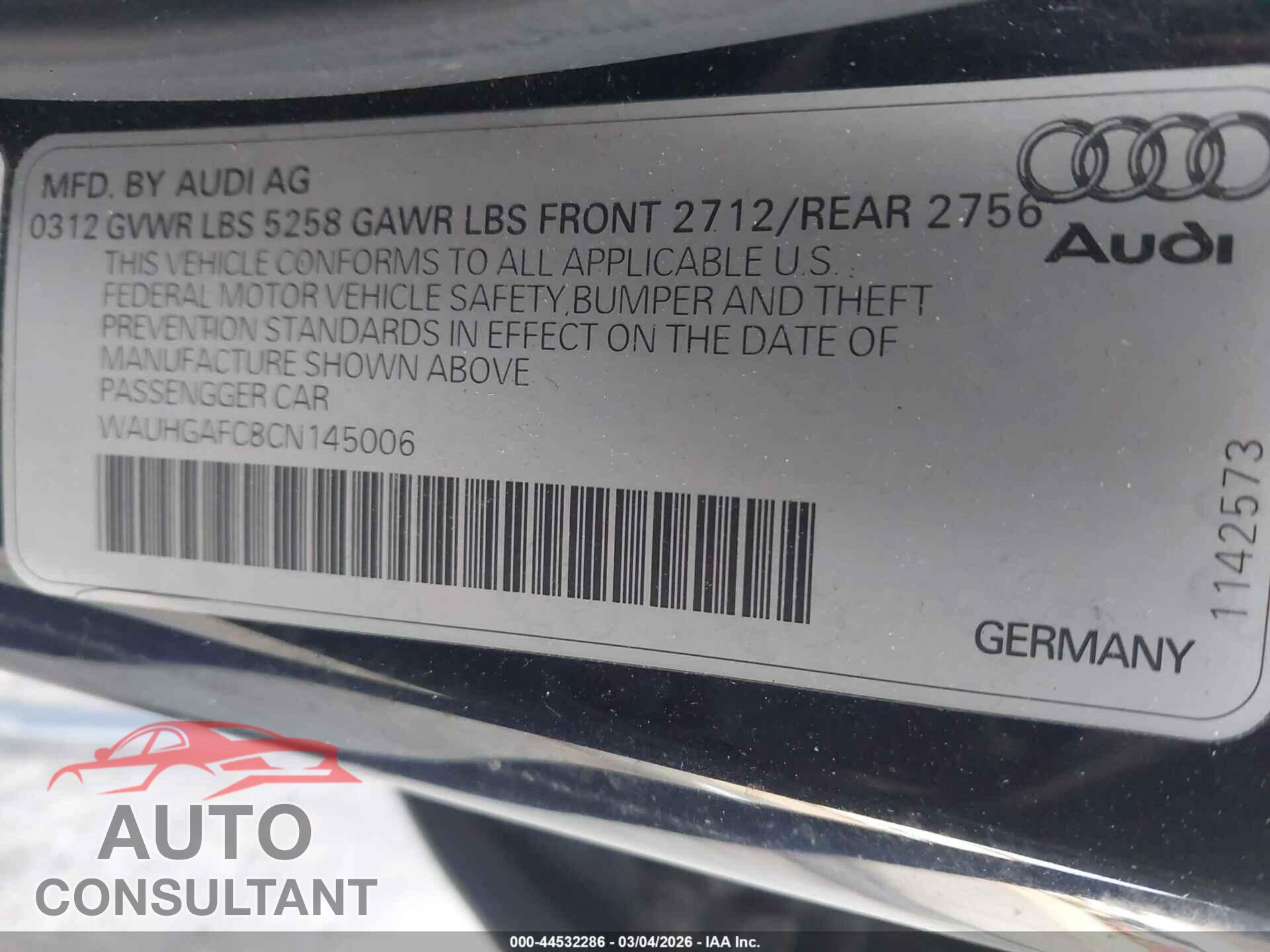 AUDI A6 2012 - WAUHGAFC8CN145006