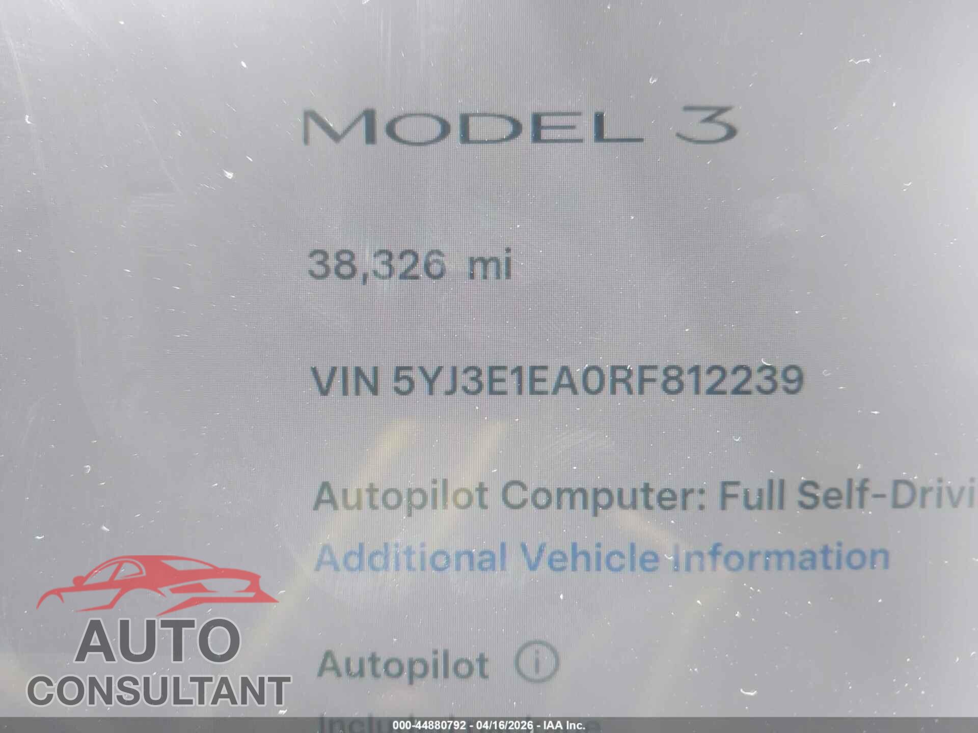 TESLA MODEL 3 2024 - 5YJ3E1EA0RF812239