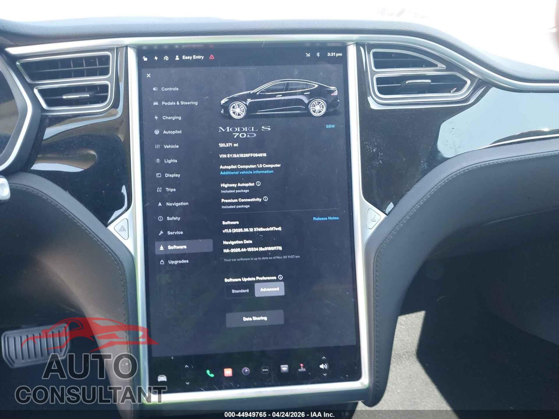 TESLA MODEL S 2015 - 5YJSA1S26FF094616