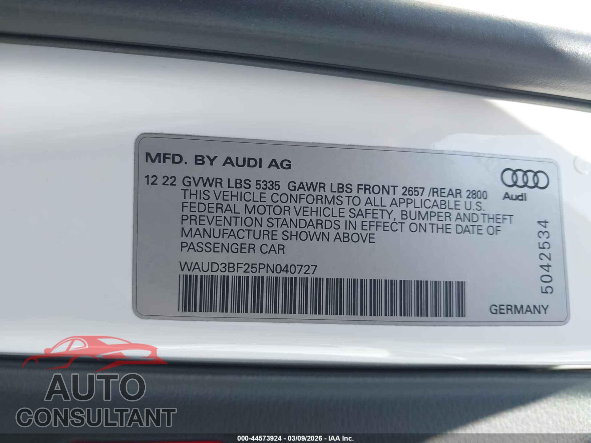 AUDI A6 2023 - WAUD3BF25PN040727