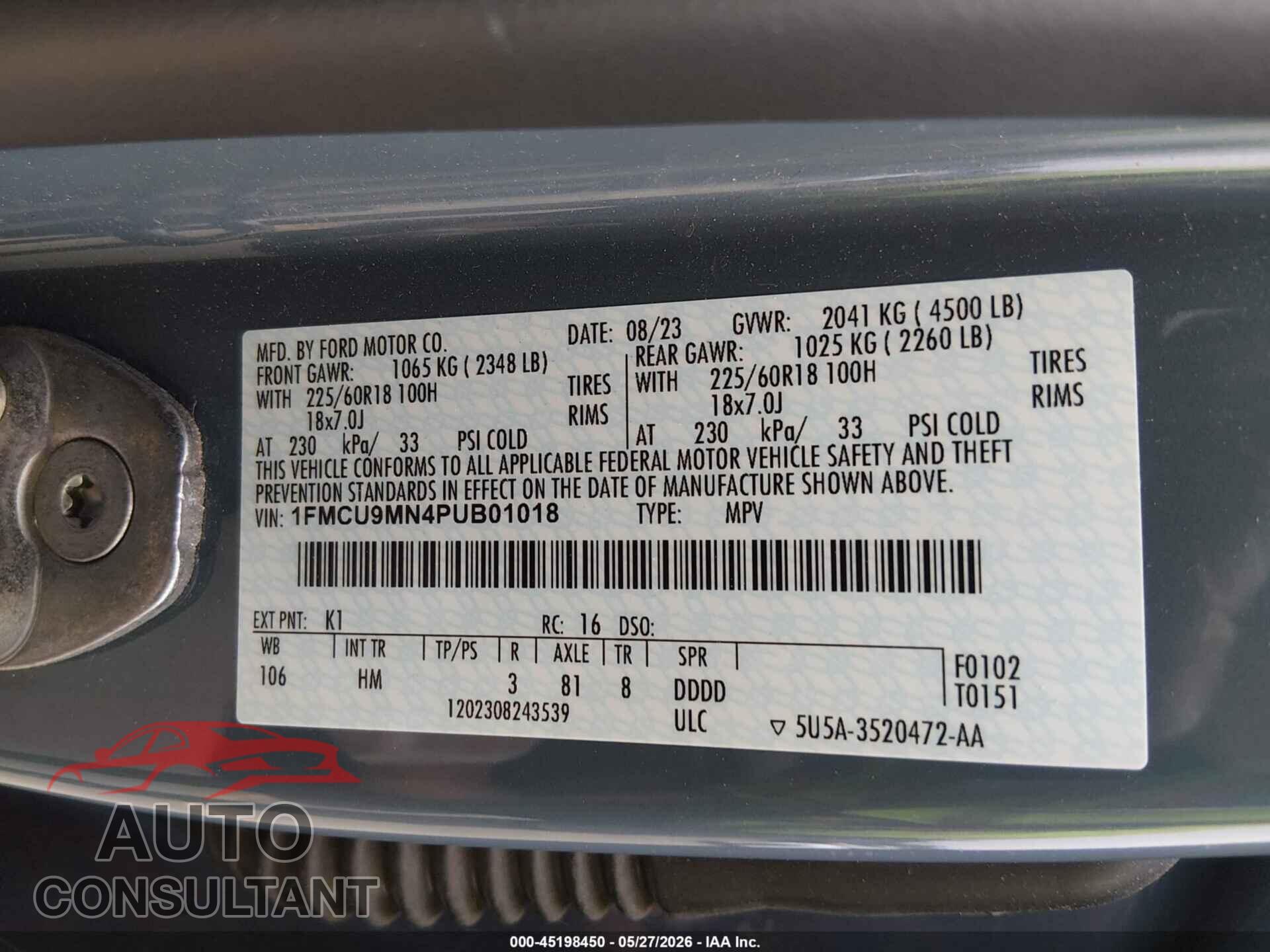 FORD ESCAPE 2023 - 1FMCU9MN4PUB01018