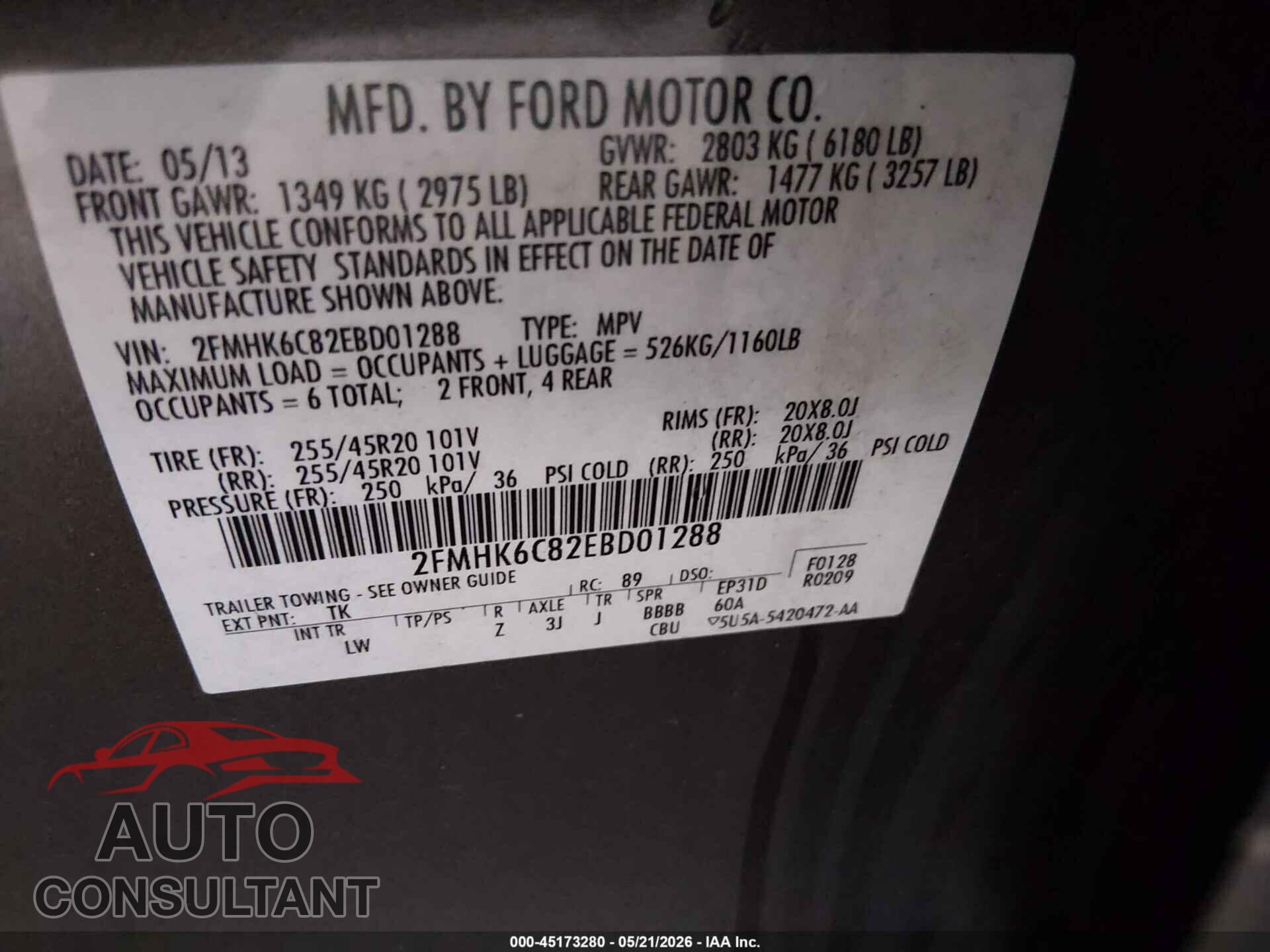 FORD FLEX 2014 - 2FMHK6C82EBD01288