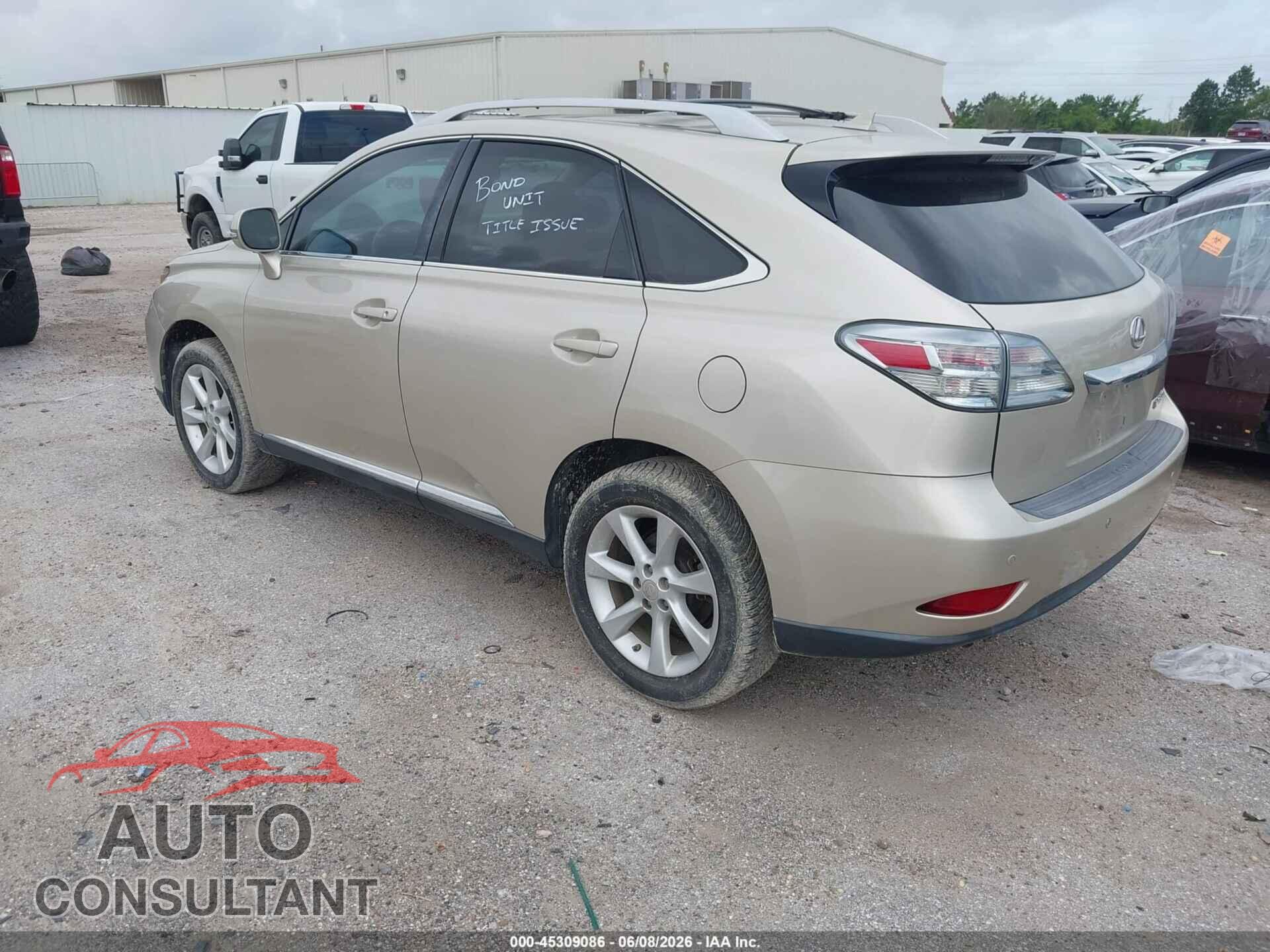 LEXUS RX 350 2012 - 2T2BK1BA9CC126300